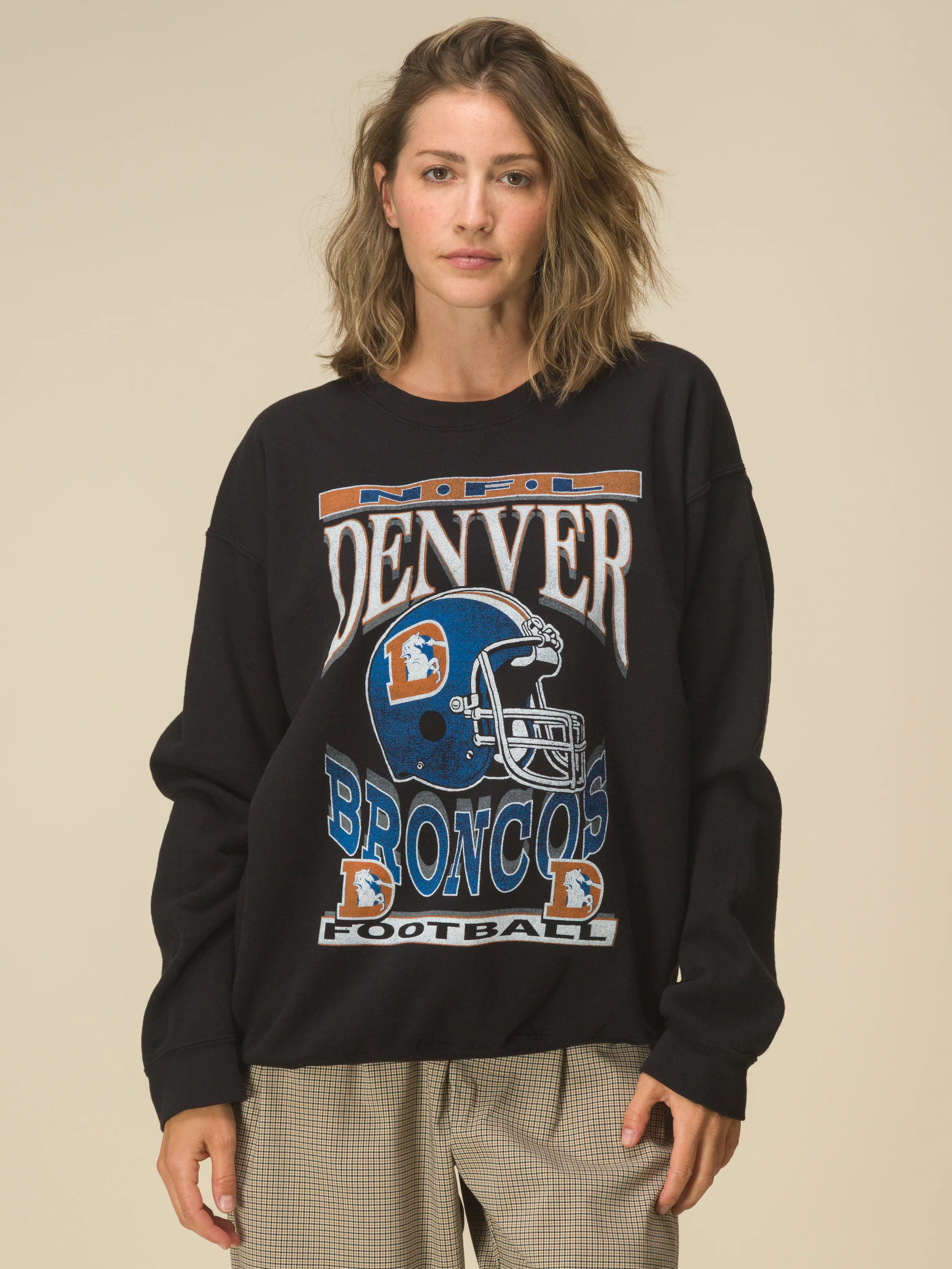 Denver Broncos Helmet Flea Market Crew Fleece - Image 3
