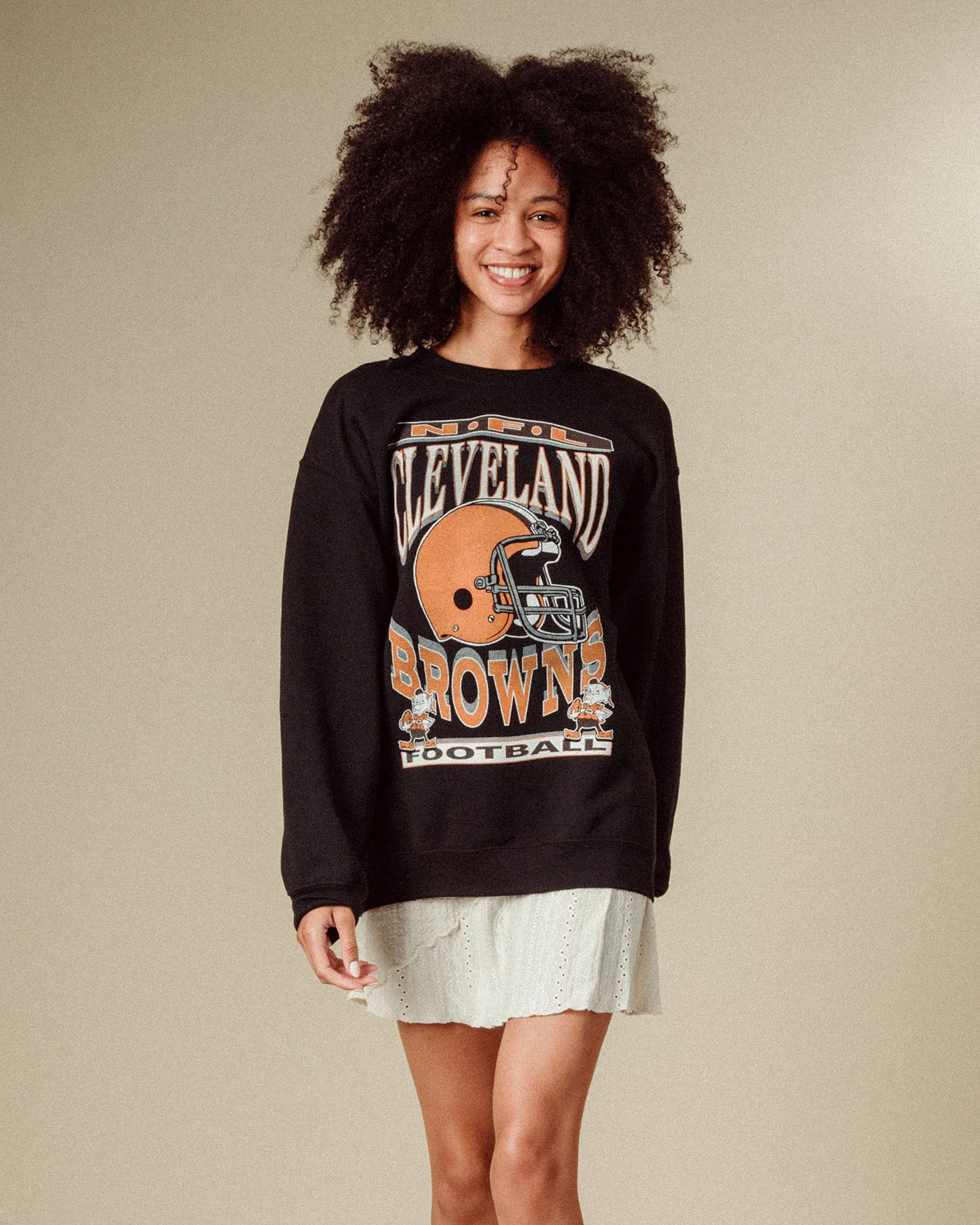Cleveland Browns Helmet Flea Market Crew Fleece - Image 3