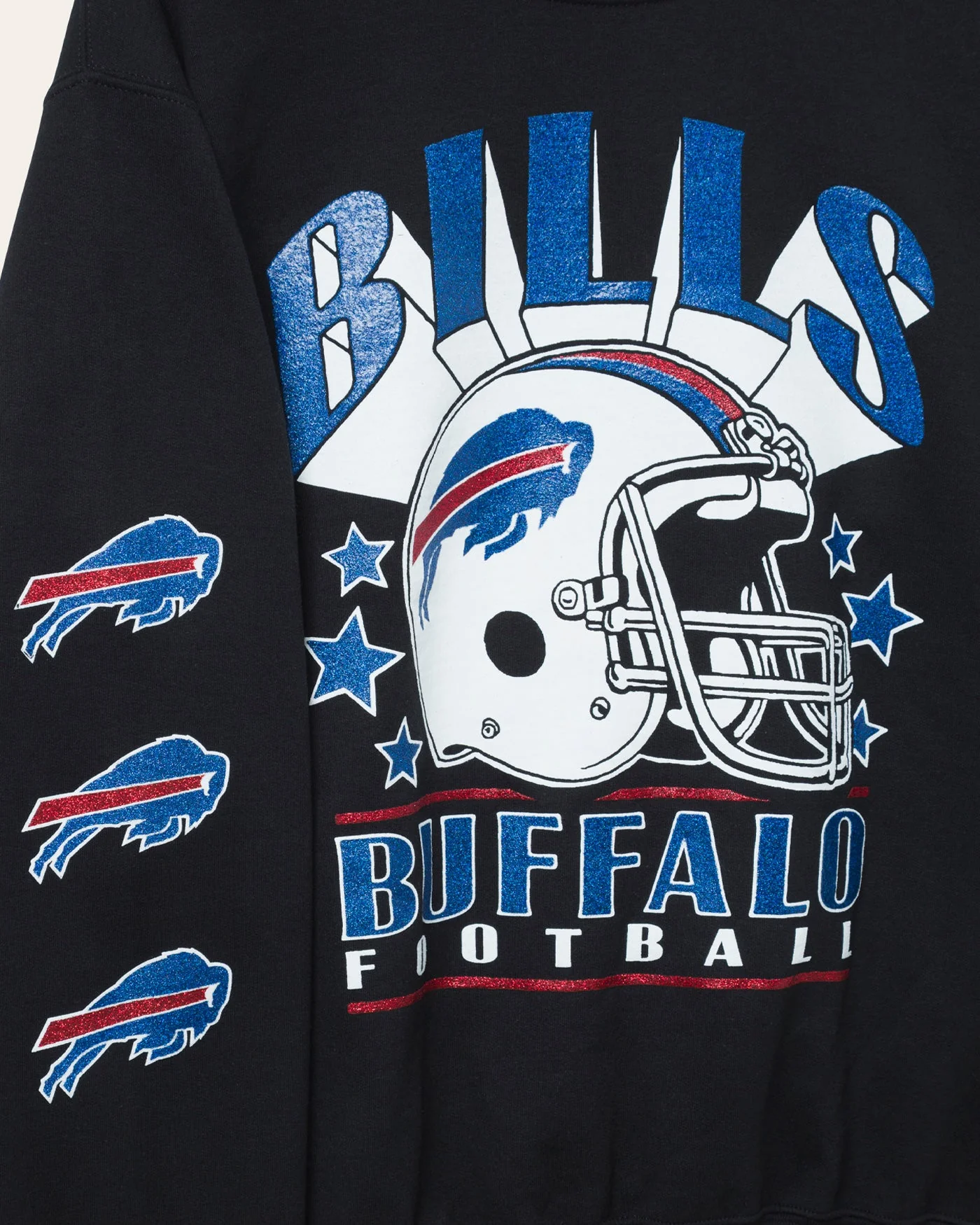 Buffalo Bills Glitter Helmet Flea Market Crew Fleece - Image 3