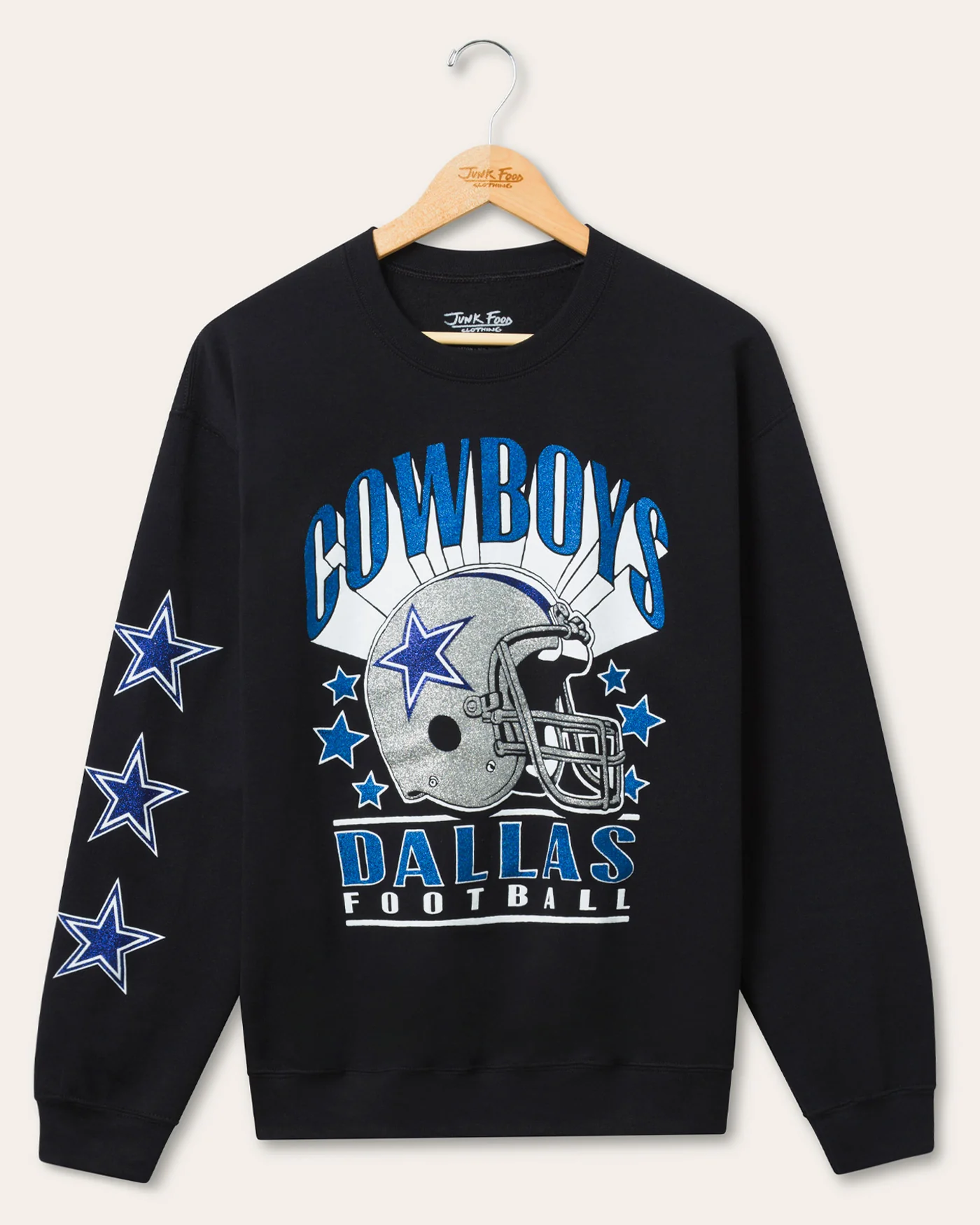Dallas Cowboys Glitter Helmet Flea Market Crew Fleece