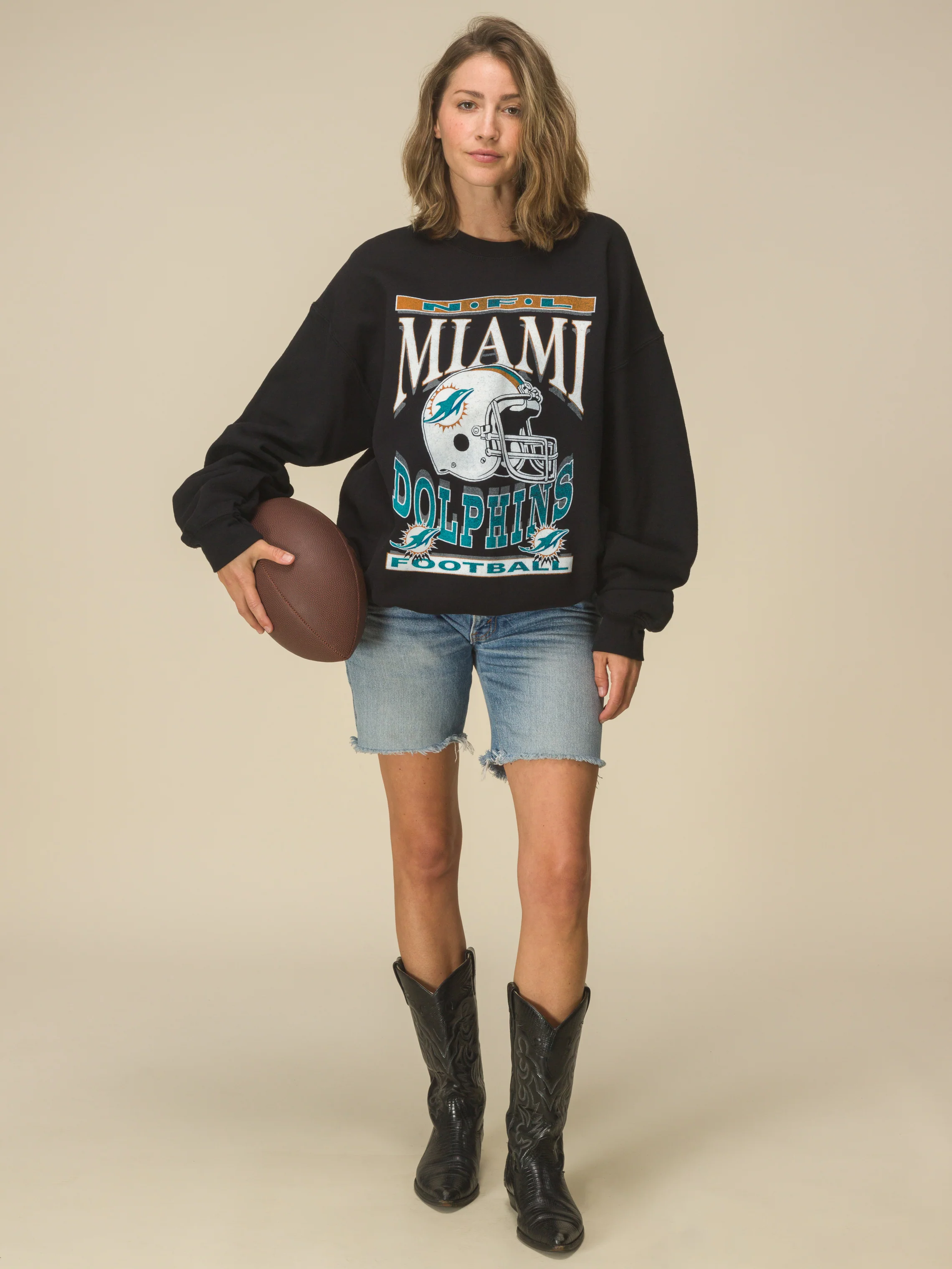 Miami Dolphins Helmet Flea Market Crew Fleece - Image 2