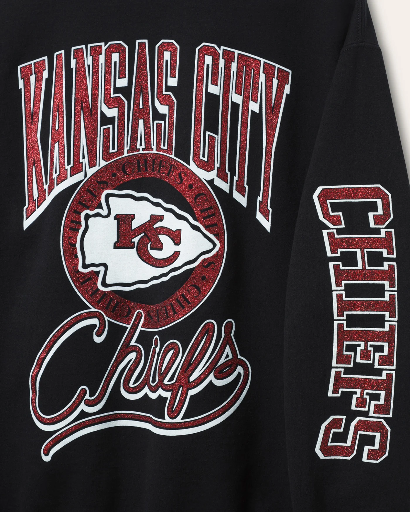 Kansas City Chiefs Glitter Flea Market Crew Fleece - Image 3