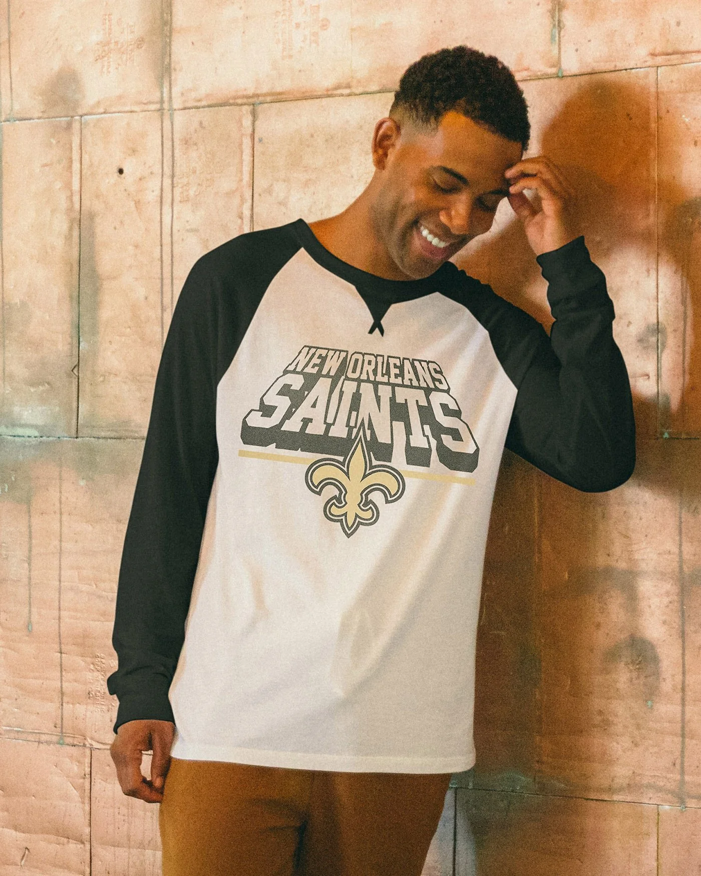 NFL New Orleans Saints Colorblock Long Sleeve Raglan - Image 2