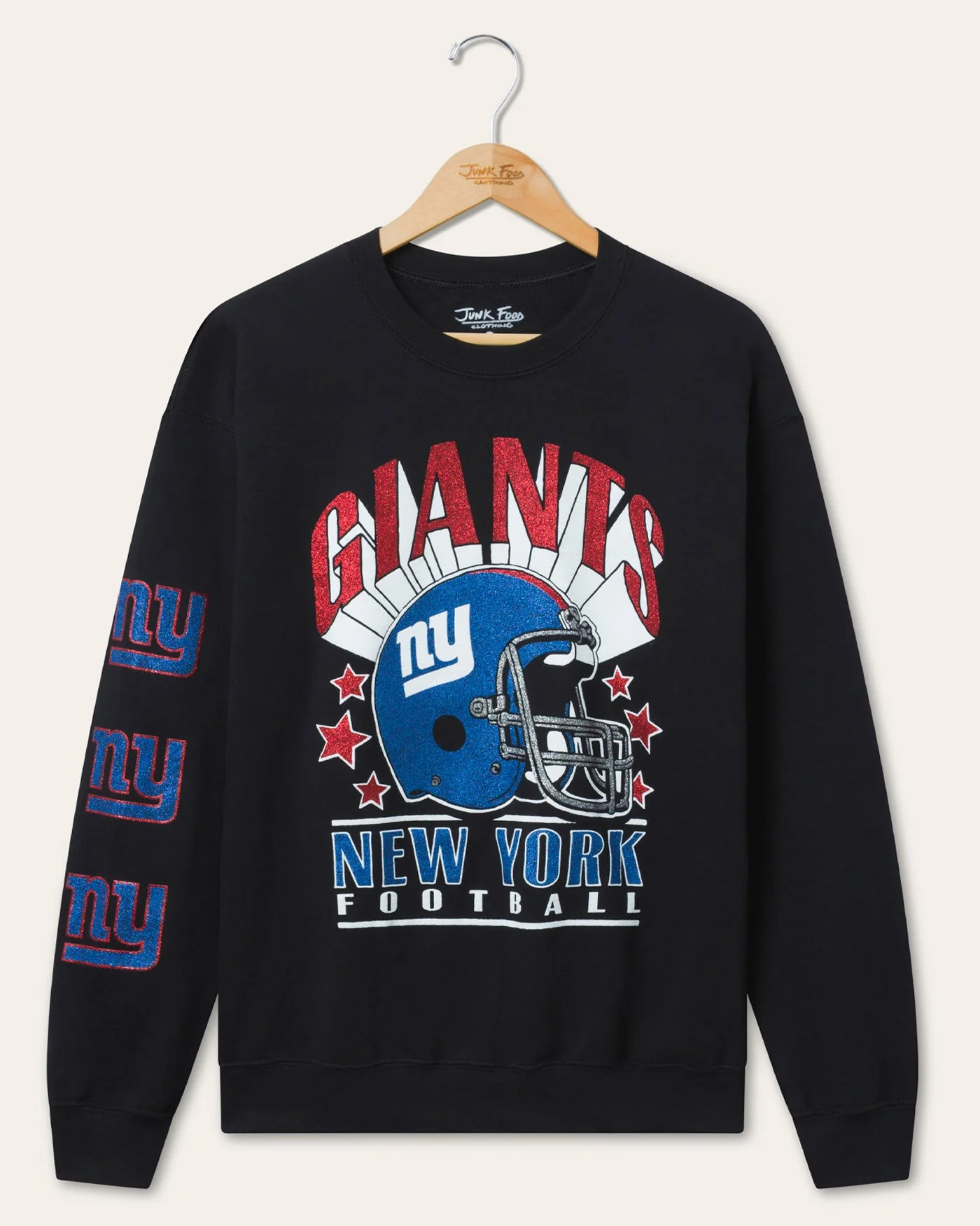 New York Giants Glitter Helmet Flea Market Crew Fleece