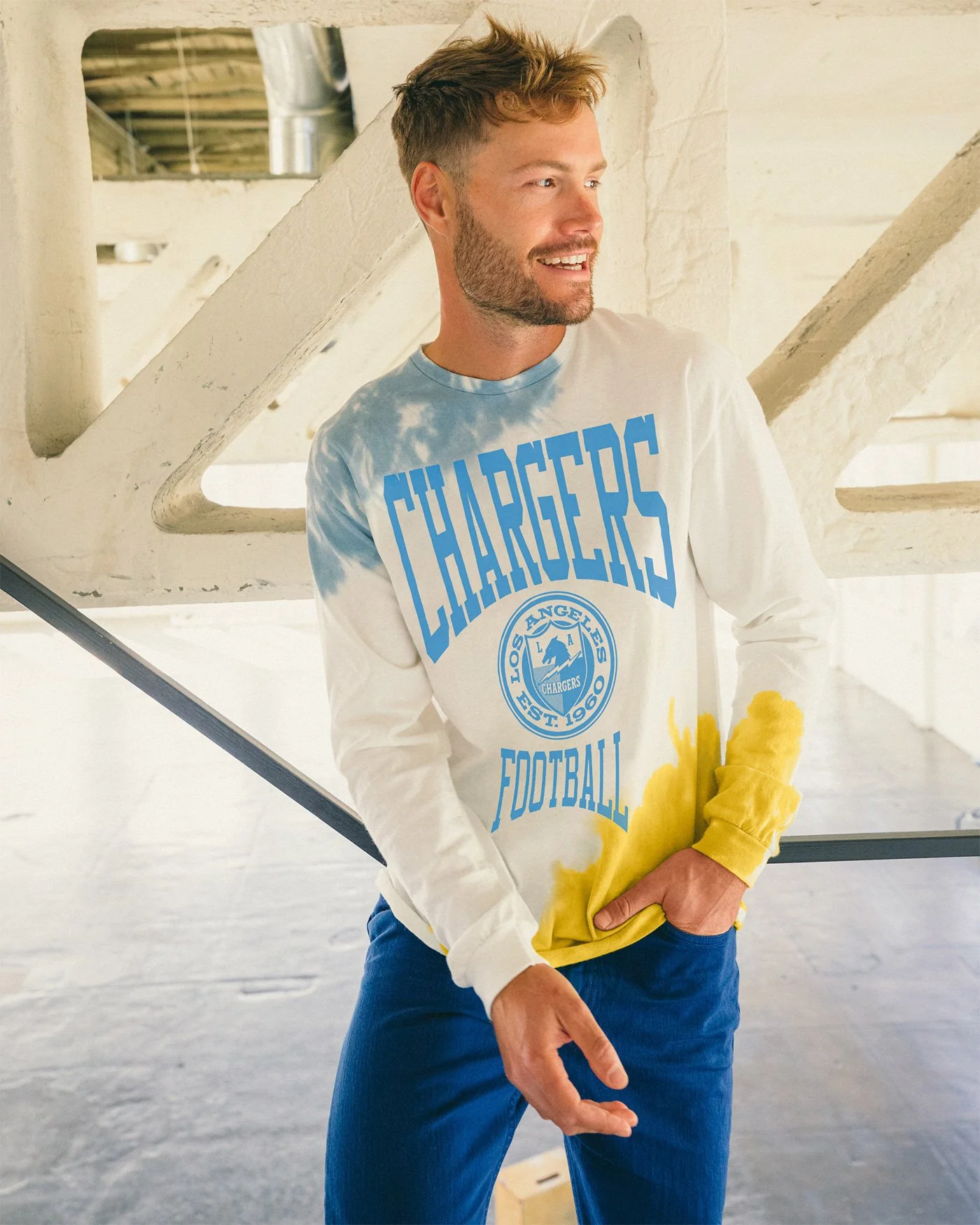 NFL Los Angeles Chargers Tie Dye Long Sleeve Flea Market Tee - Image 2