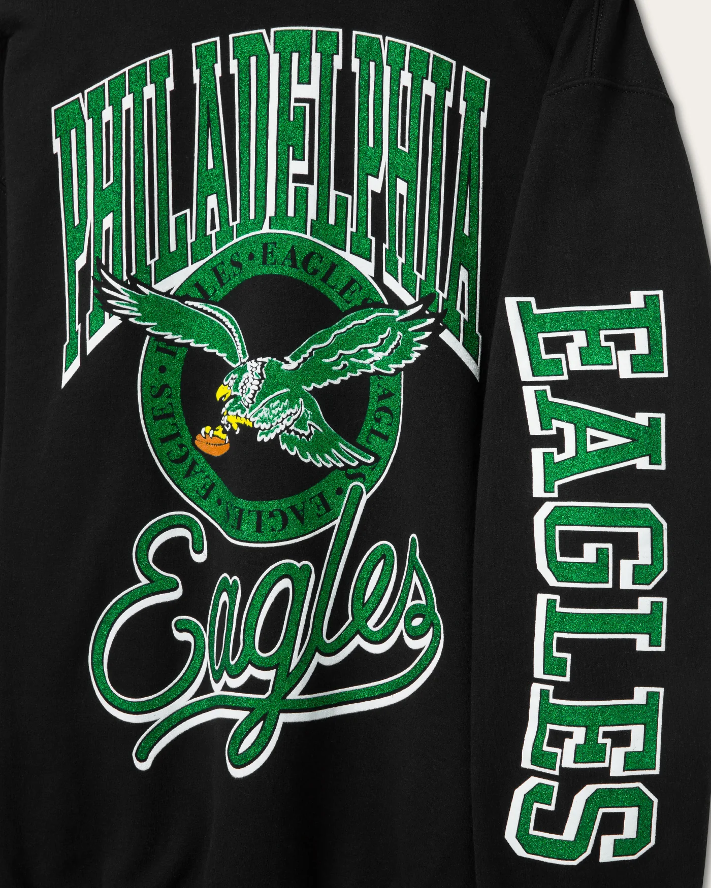 Philadelphia Eagles Glitter Flea Market Crew Fleece - Image 3