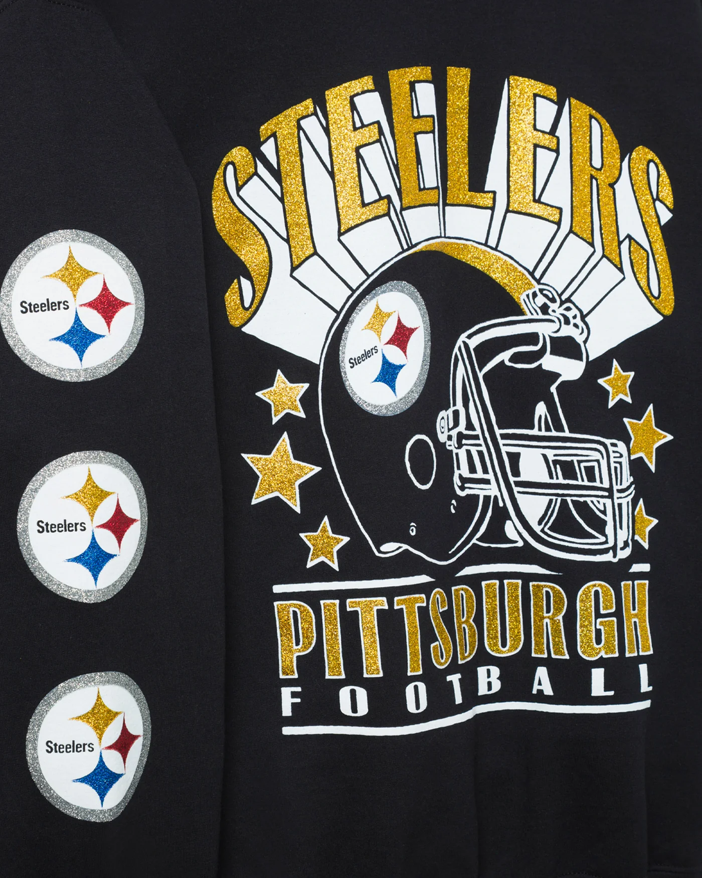 Pittsburgh Steelers Glitter Helmet Flea Market Crew Fleece - Image 4