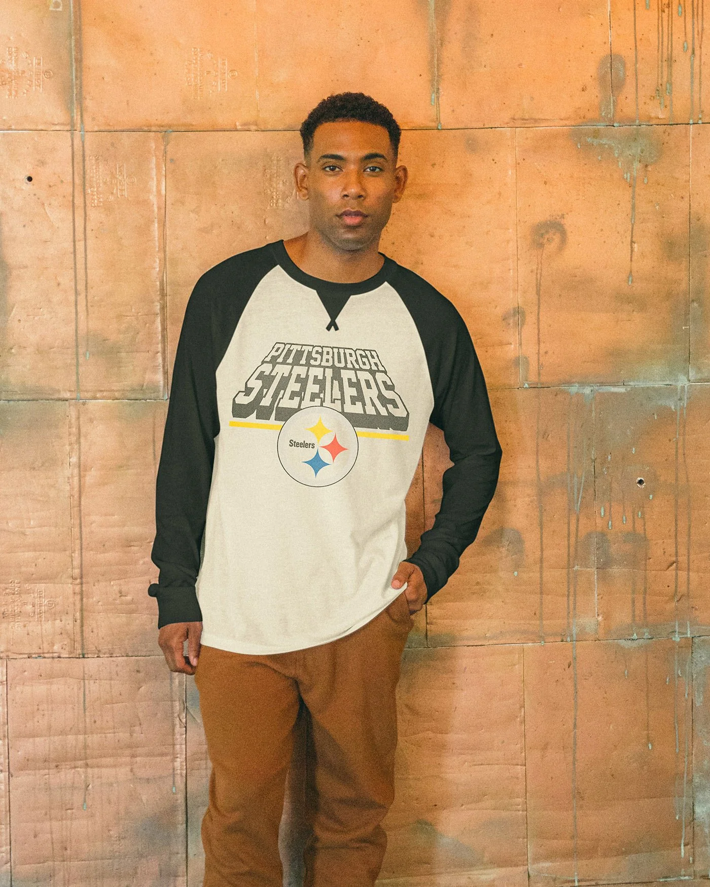 NFL Pittsburgh Steelers Colorblock Long Sleeve Raglan - Image 2