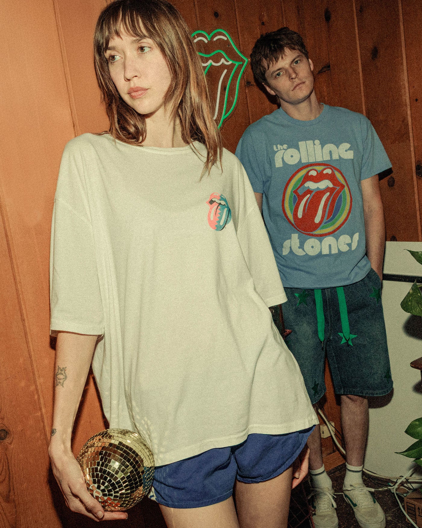The Rolling Stones Checkered Hot Lips Oversized Tee - Image 3