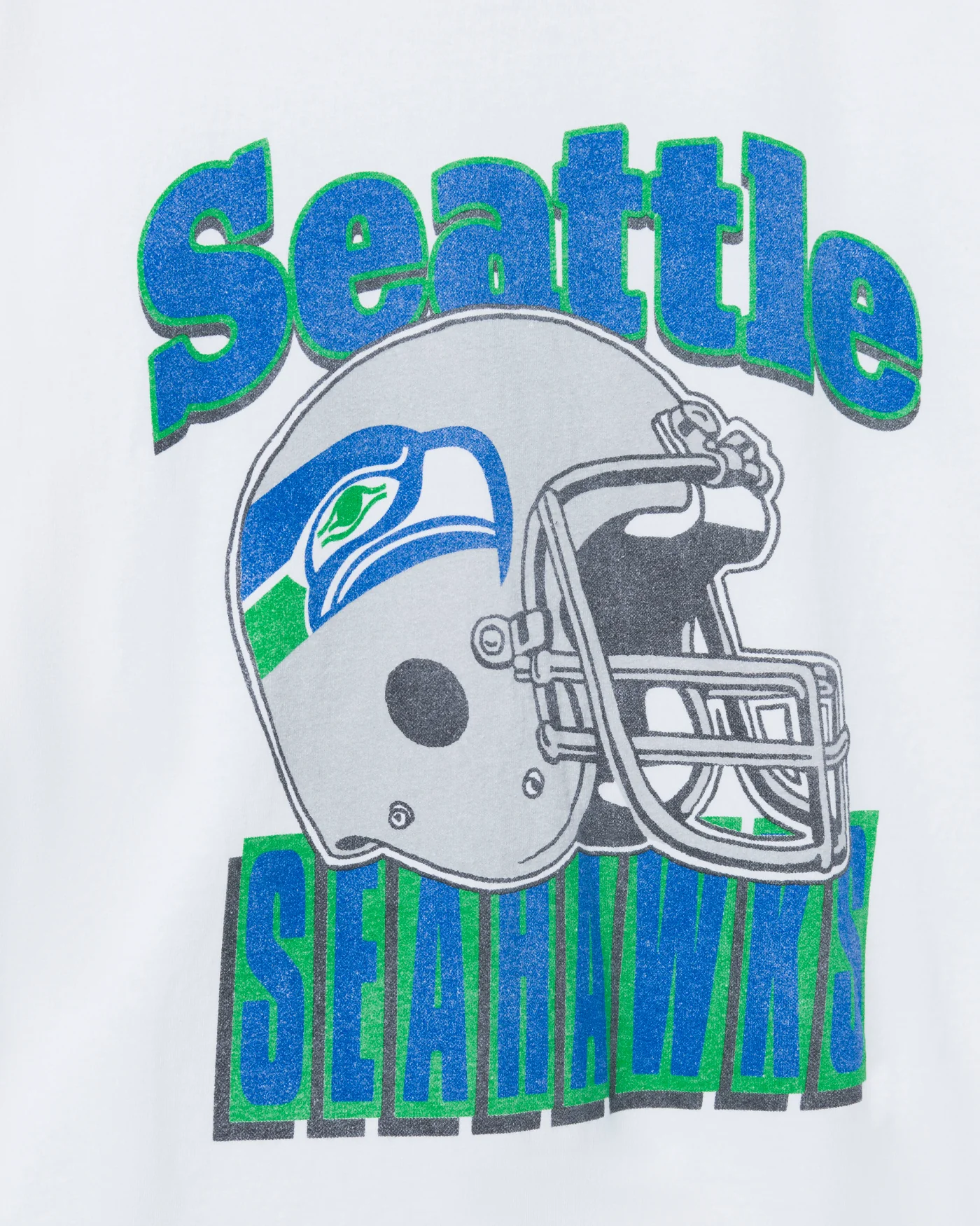 Seattle Seahawks Throwback Helmet Flea Market Tee - Image 4