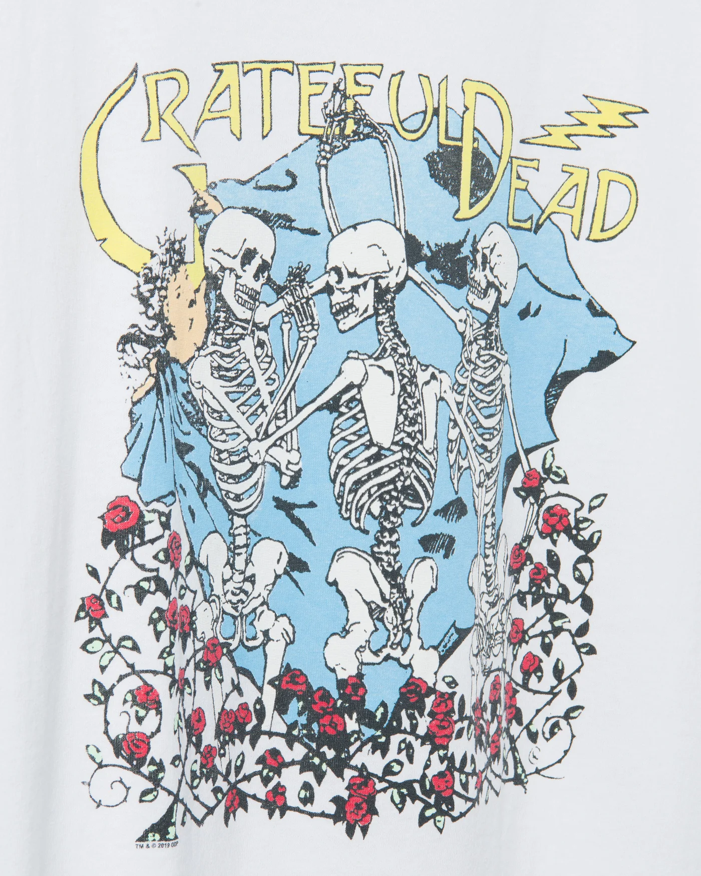 Unisex Grateful Dead Skeletons Bed of Roses Flea Market Tee - Image 3
