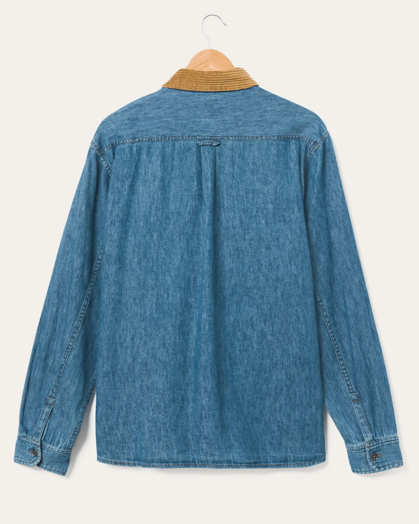 Unisex Hemp Denim Corded Collar Work Shirt - Image 5