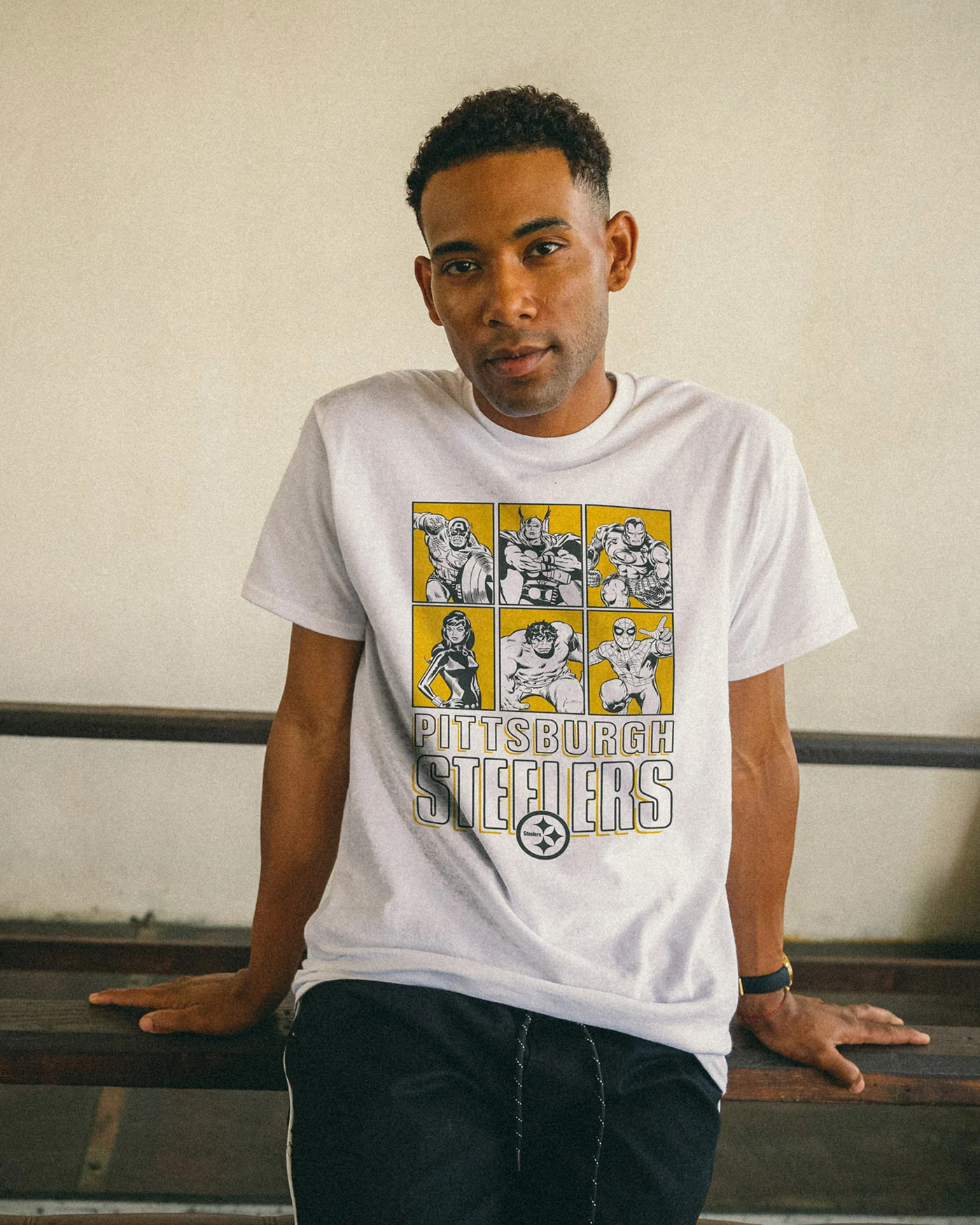 Steelers Marvel The Avengers Line Up Tee - Image 2
