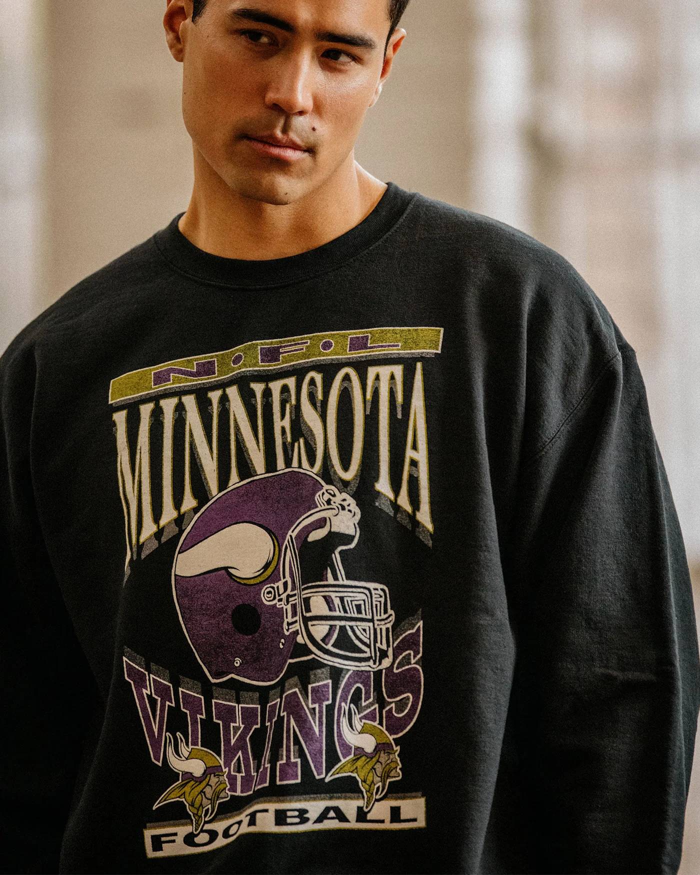 Minnesota Viking Helmet Flea Market Crew Fleece - Image 2