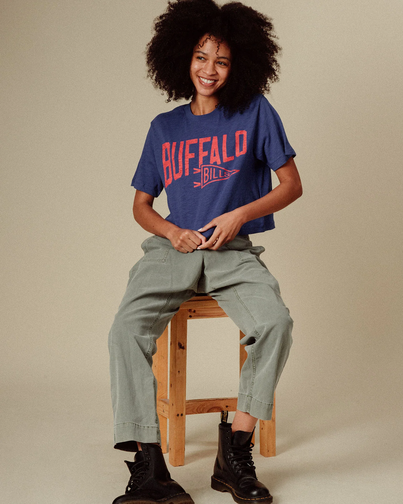 Women's Buffalo Bills Dual Threat Mock Neck Crop Tee - Image 2
