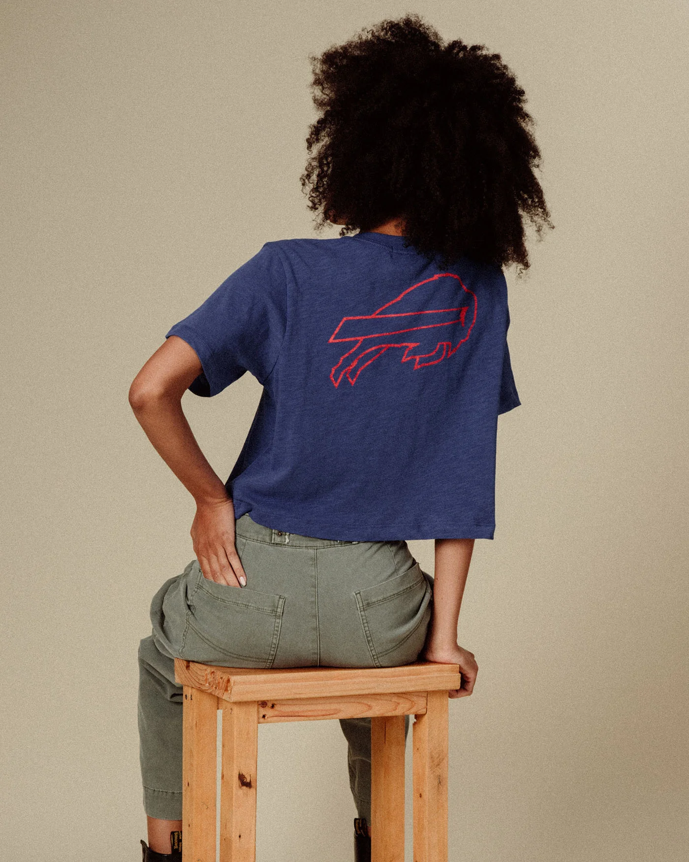 Women's Buffalo Bills Dual Threat Mock Neck Crop Tee - Image 3