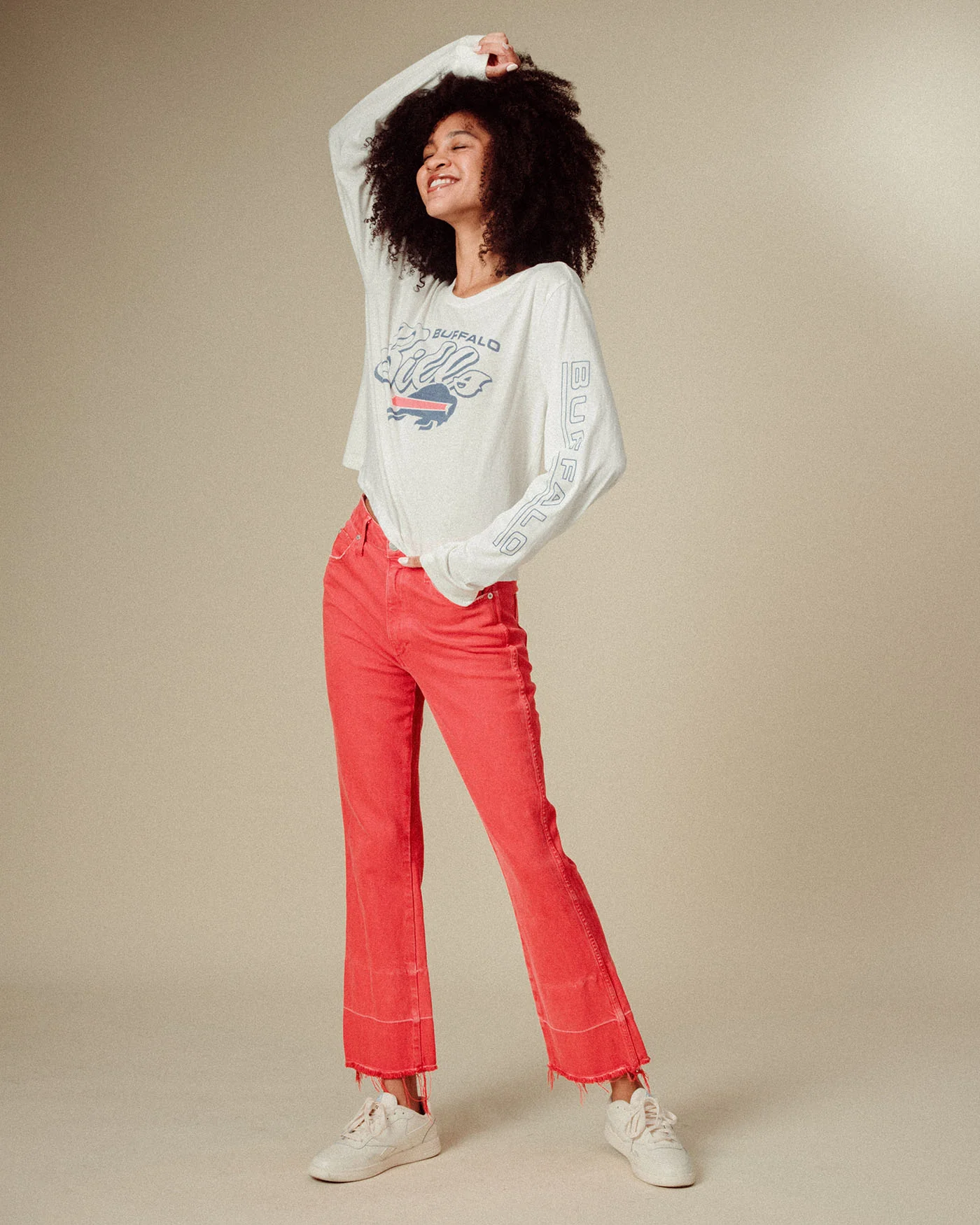 Women's Buffalo Bills Touchdown Long Sleeve Crop Tee - Image 3