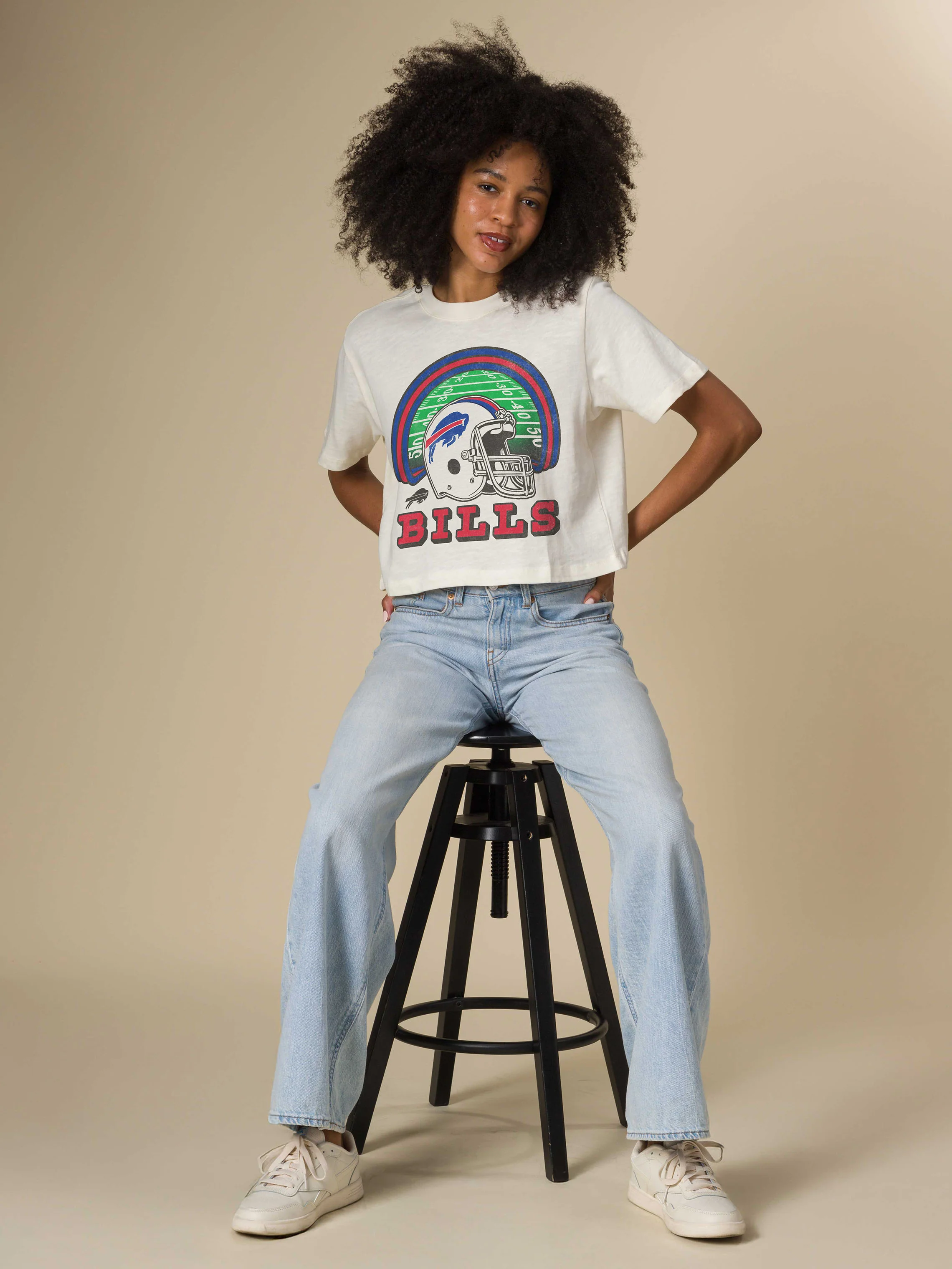 Women's Buffalo Bills Game Time Mock Neck Crop Tee - Image 3