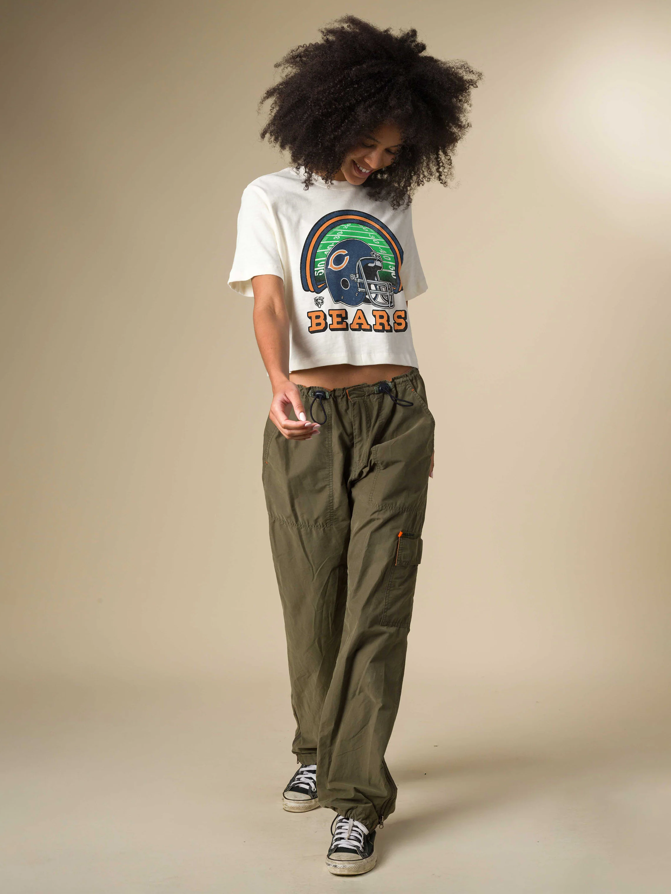 Women's Chicago Bears Game Time Mock Neck Crop Tee - Image 3
