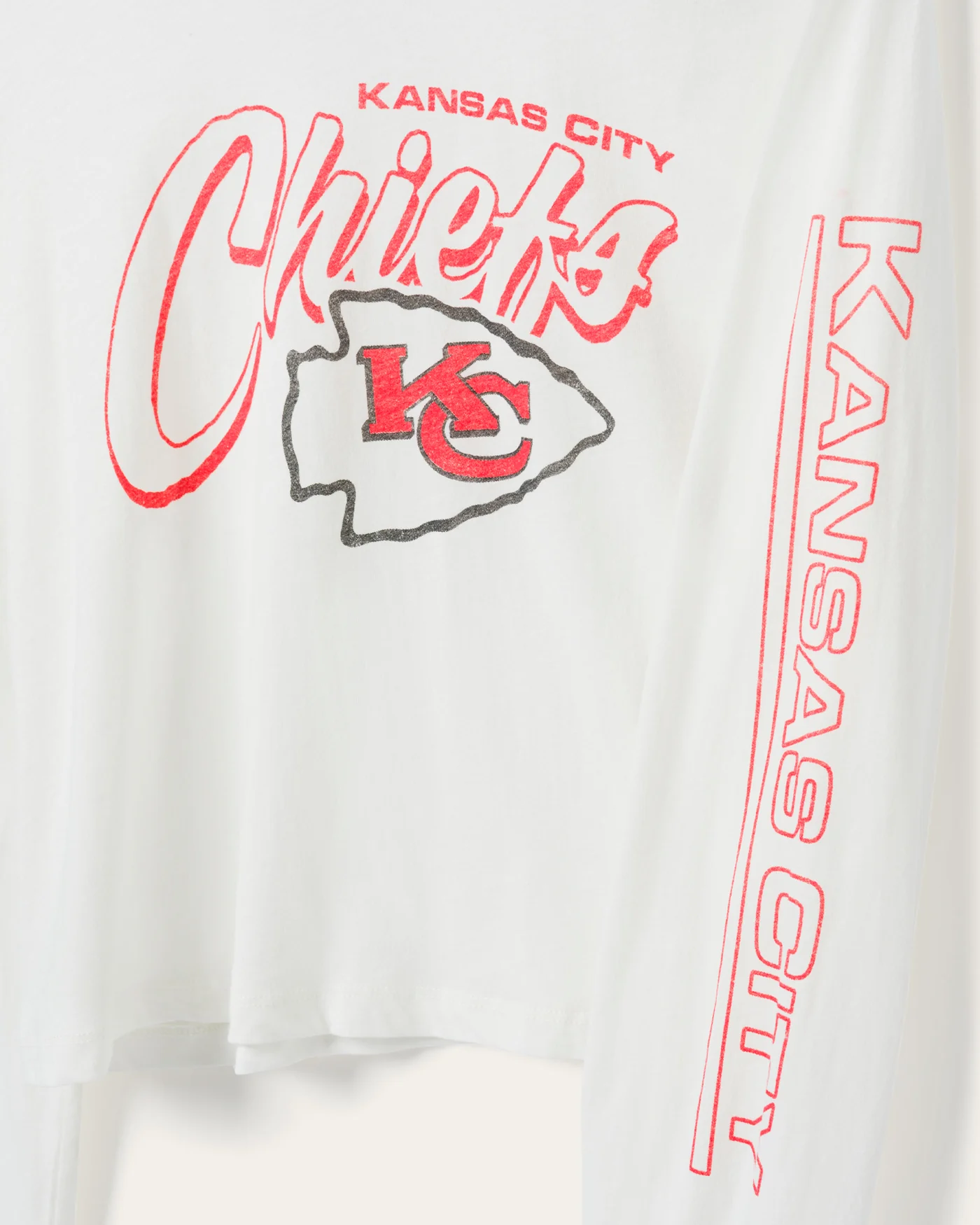 Women's Kansas City Chiefs Touchdown Long Sleeve Cropped Tee - Image 4