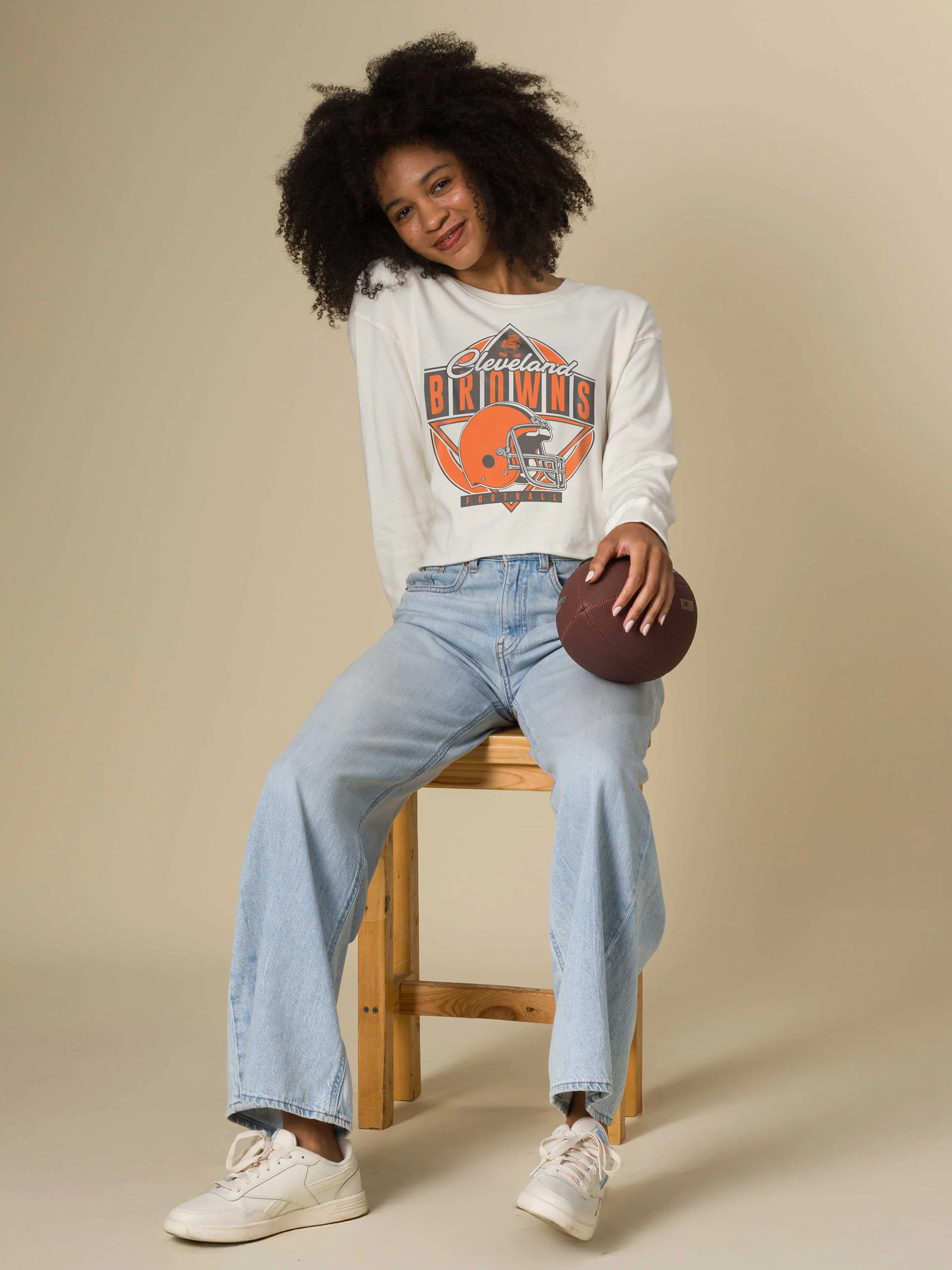Women's Cleveland Browns Helmet Crop Fleece - Image 2
