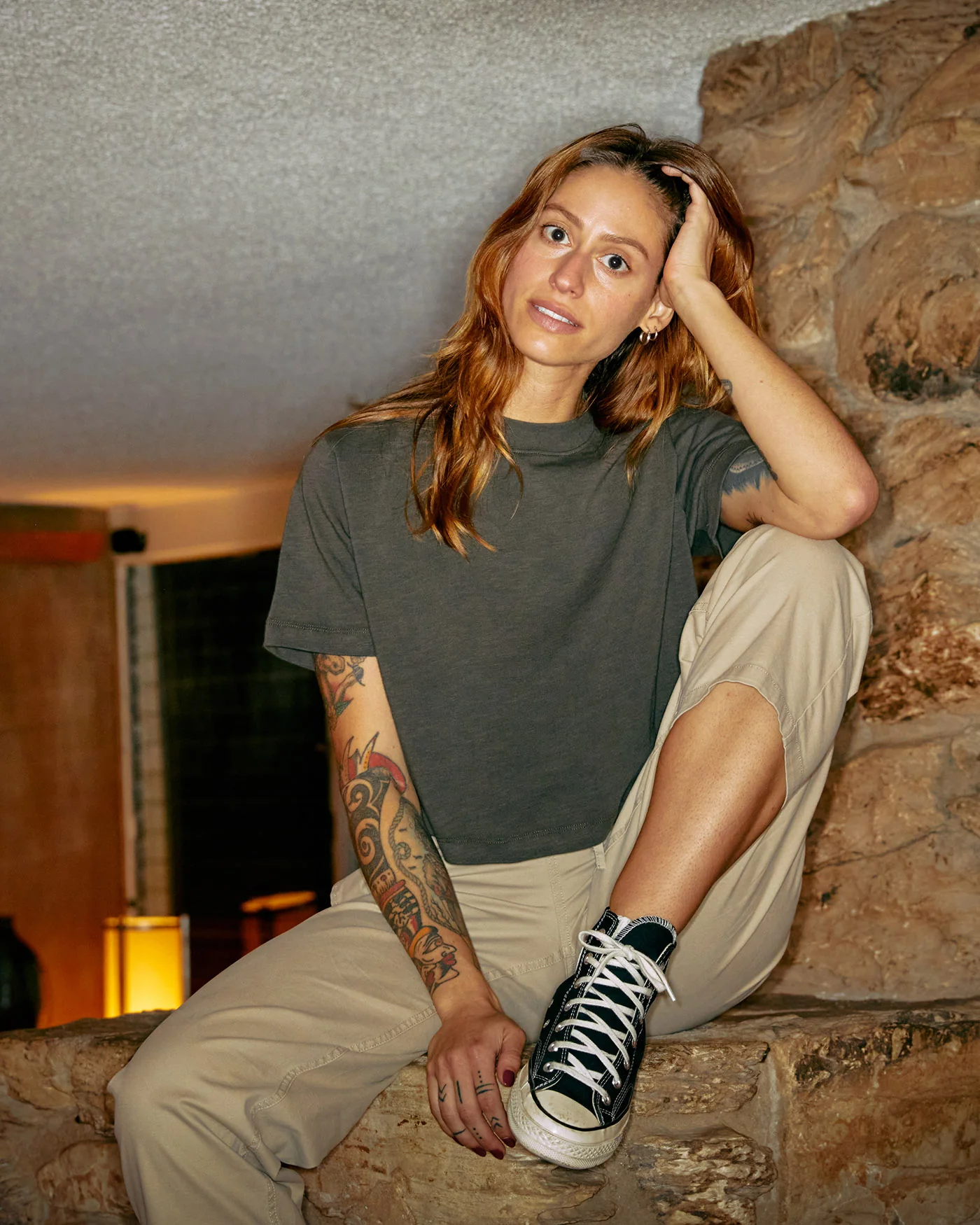 Women's Crop Mock Neck Tee - Image 3