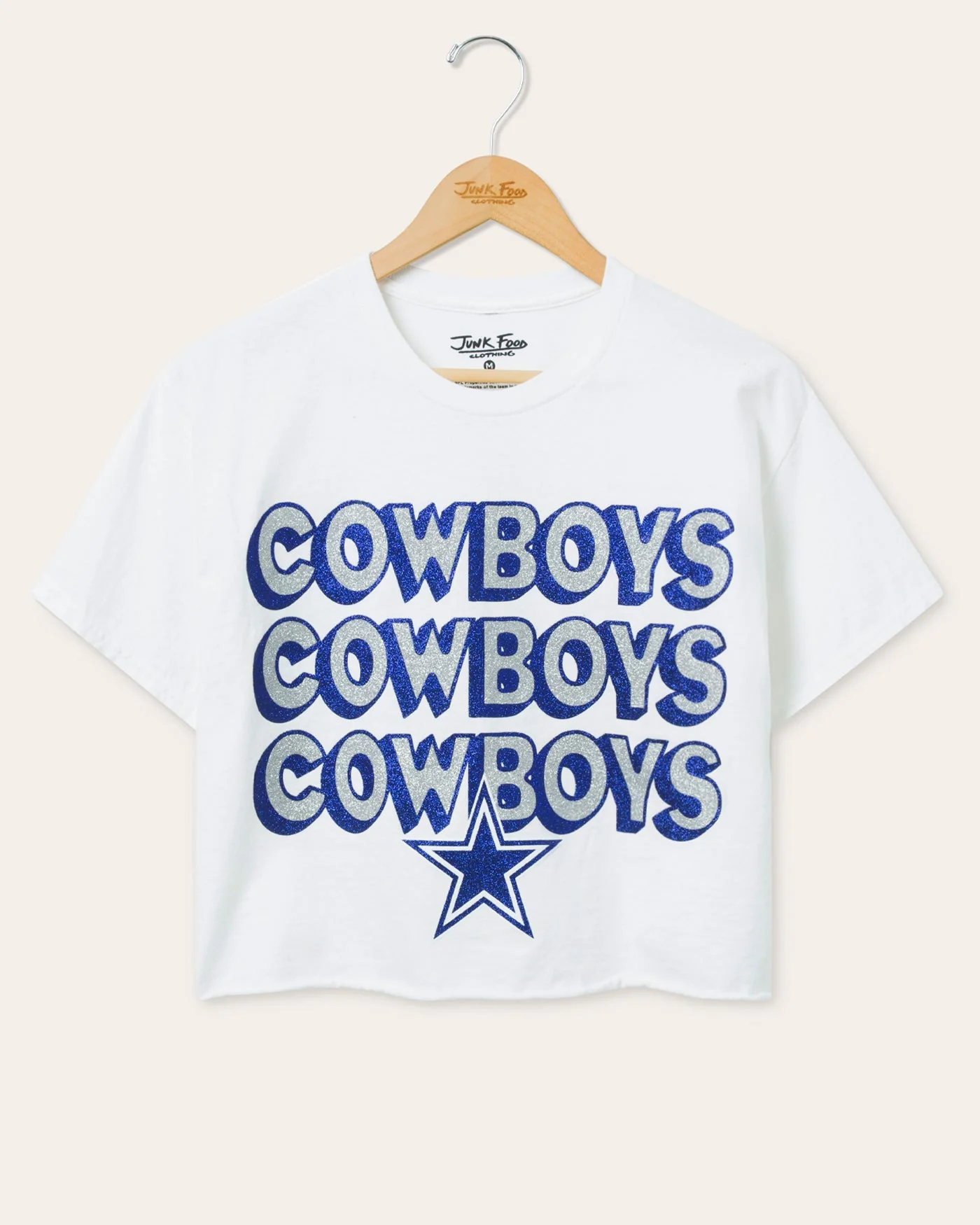 Women's Dallas Cowboys Repeat Glitter Flea Market Crop Tee