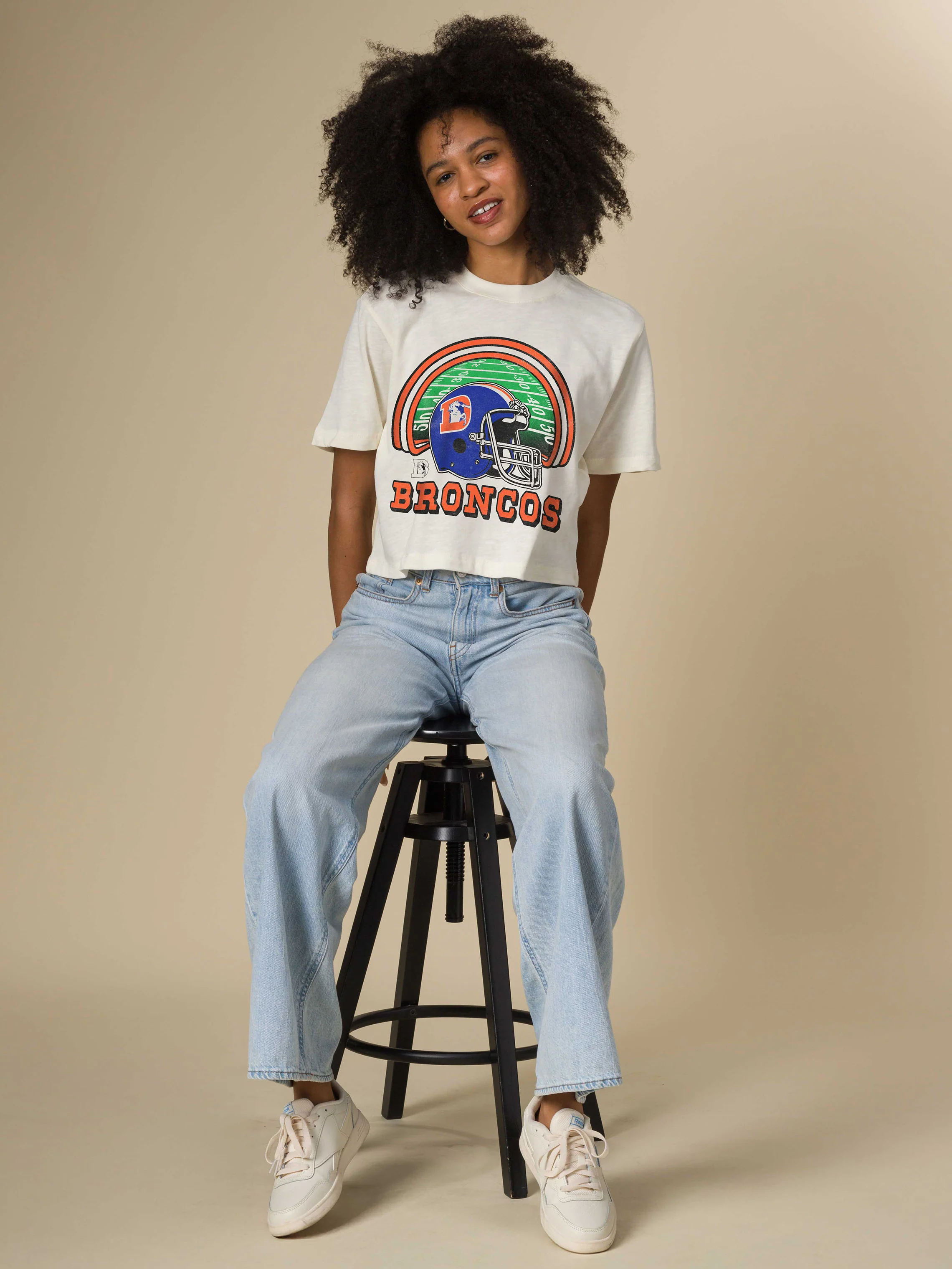 Women's Denver Broncos Game Time Mock Neck Crop Tee - Image 3