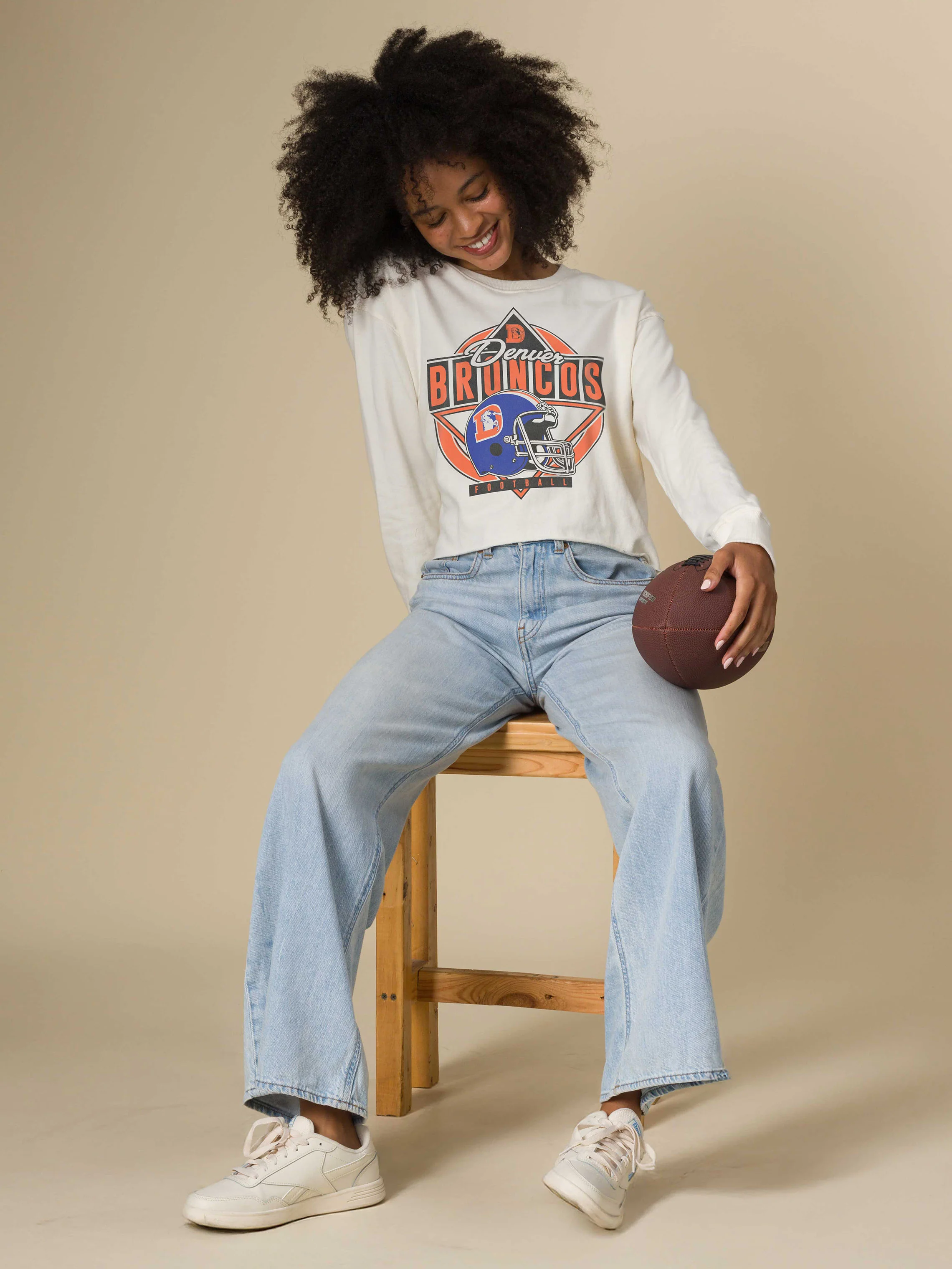 Women's Denver Broncos Helmet Crop Fleece - Image 2