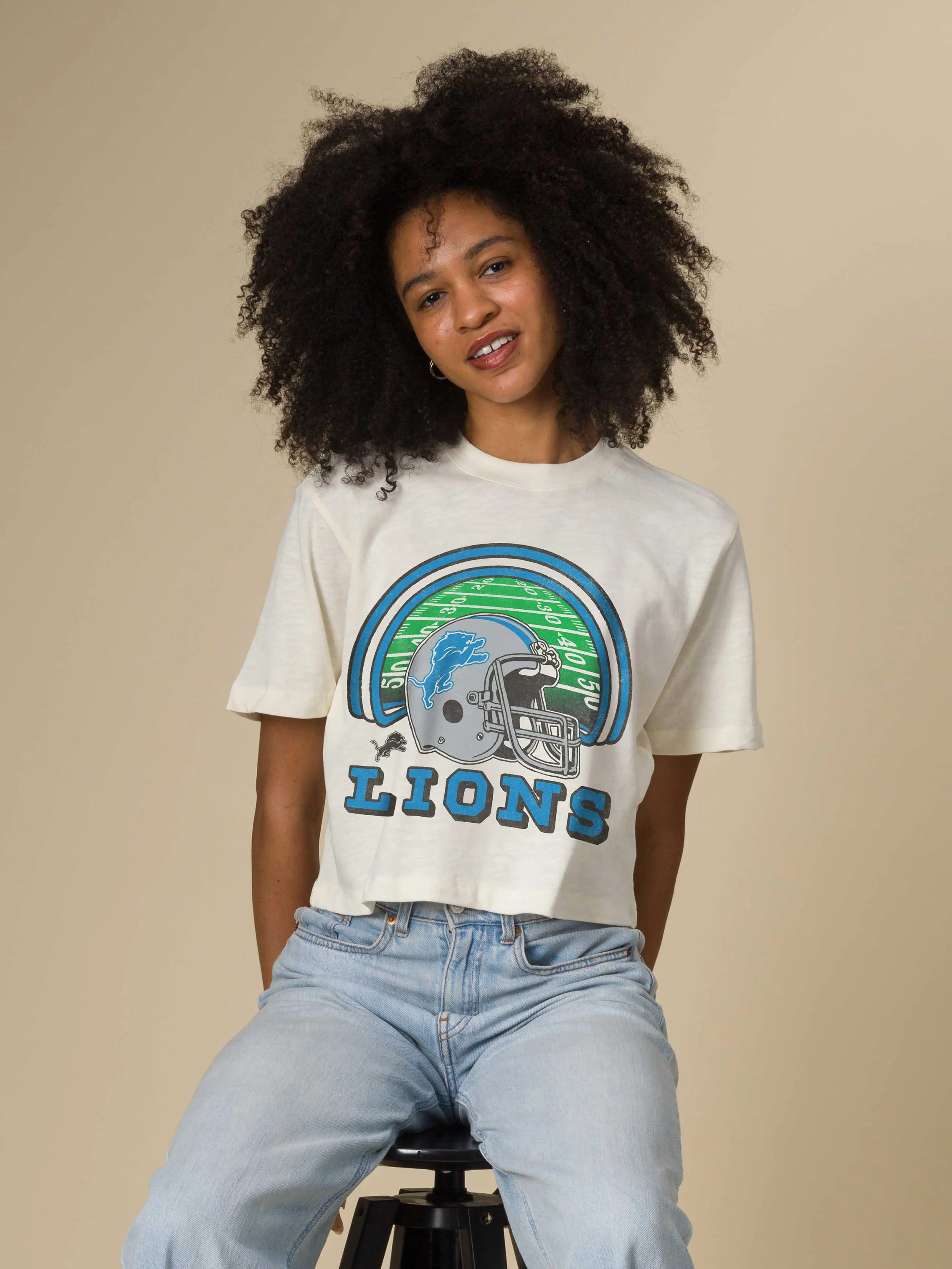 Women's Detroit Lions Game Time Mock Neck Crop Tee - Image 3
