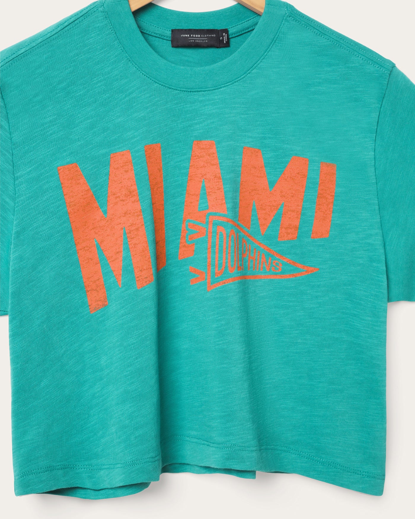 Women's Miami Dolphins Dual Threat Mock Neck Crop Tee - Image 5