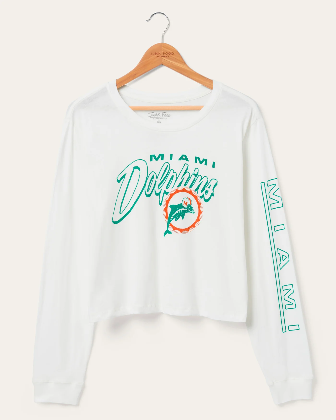 Women's Miami Dolphins Touchdown Long Sleeve Crop Tee