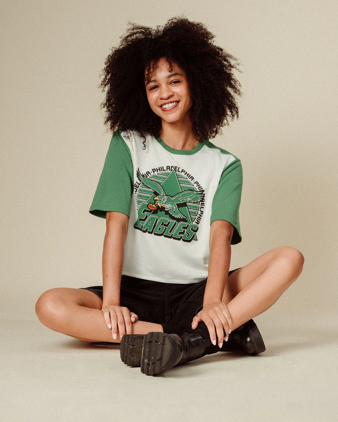 Women's Philadelphia Eagles Color Block Crop Tee - Image 3