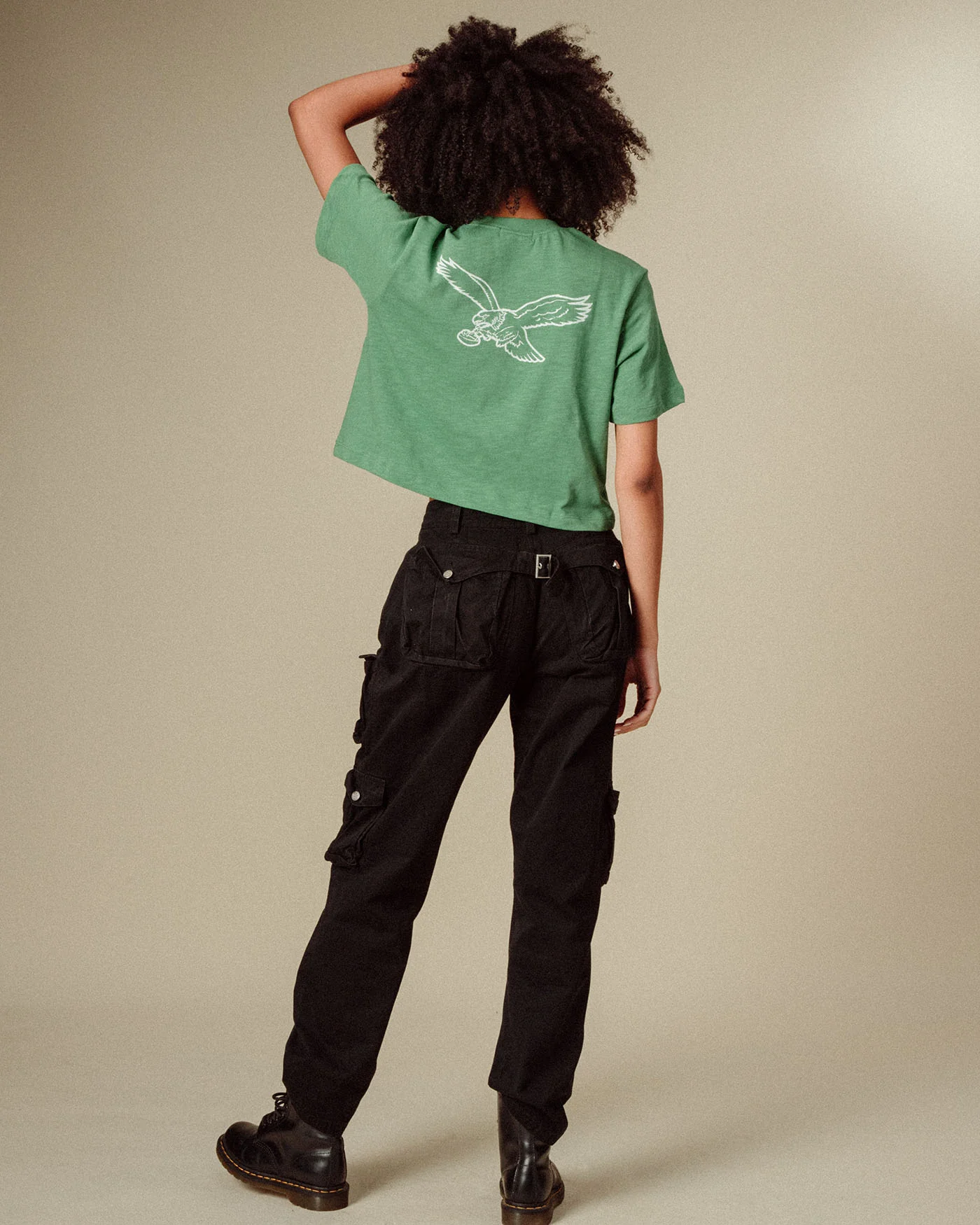Women's Philadelphia Eagles Dual Threat Mock Neck Crop Tee - Image 3