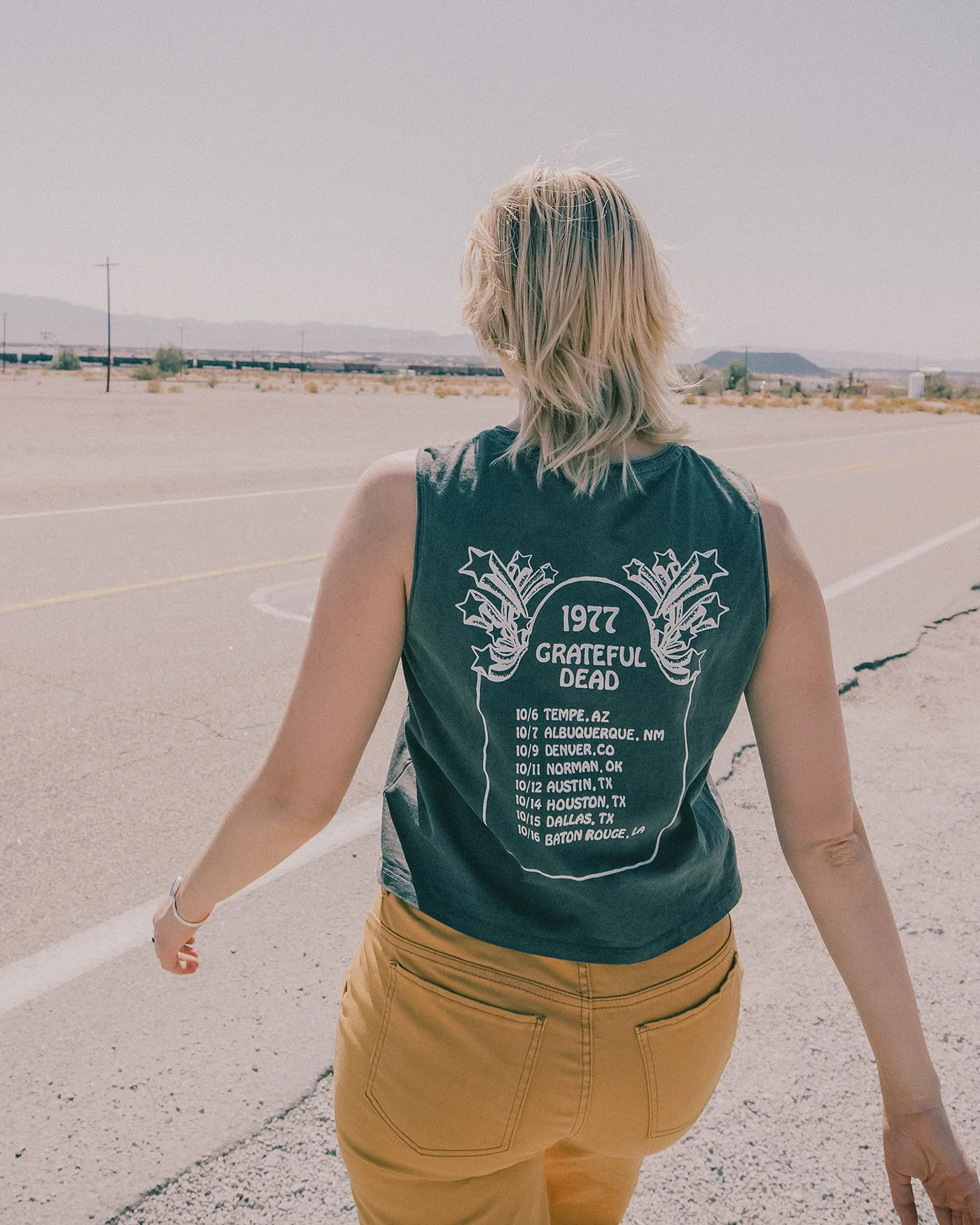 Women's Grateful Dead 1977 Tour Cropped Muscle Tank - Image 4