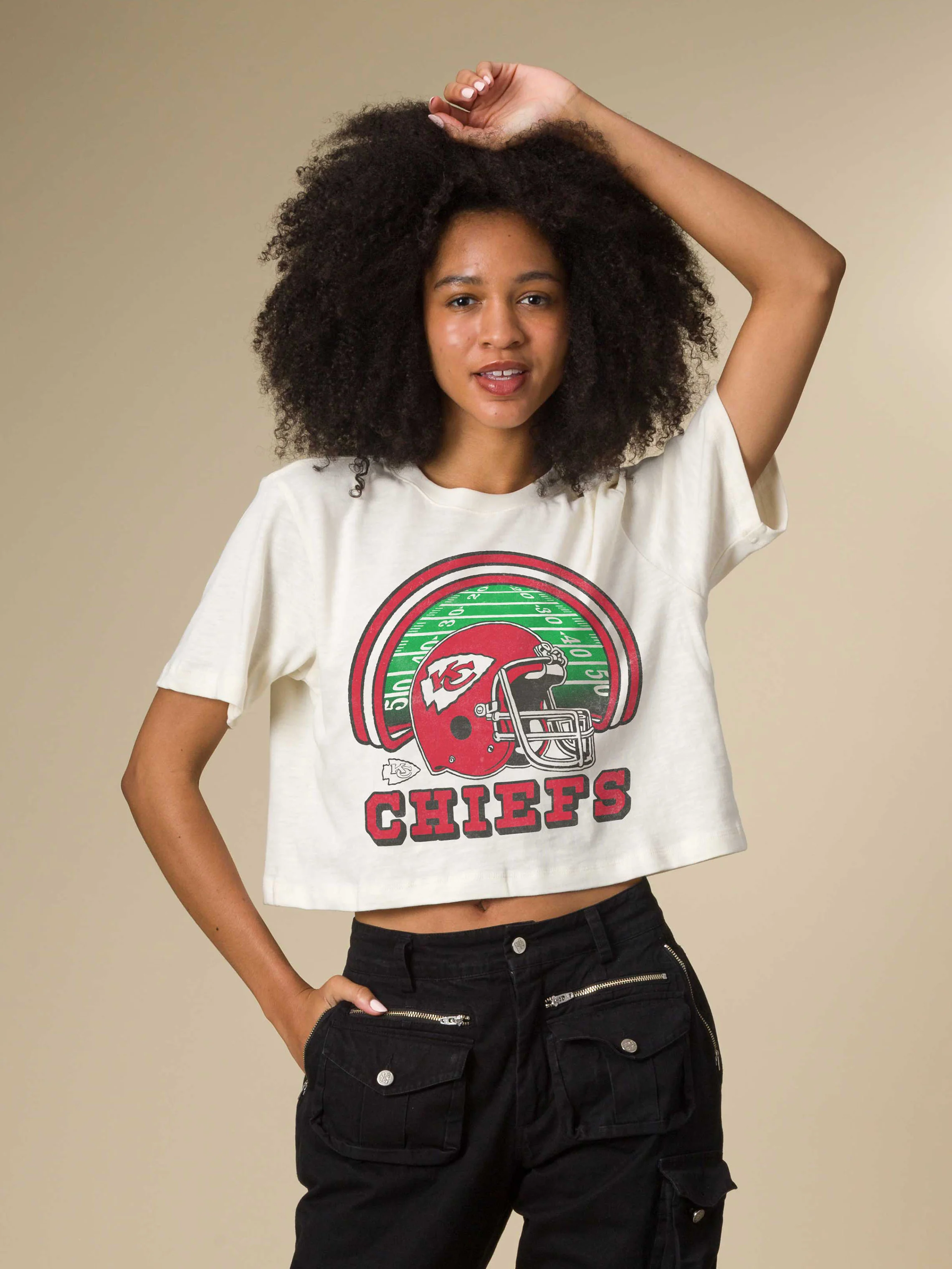 Women's Kansas City Chiefs Game Time Mock Neck Crop Tee - Image 2