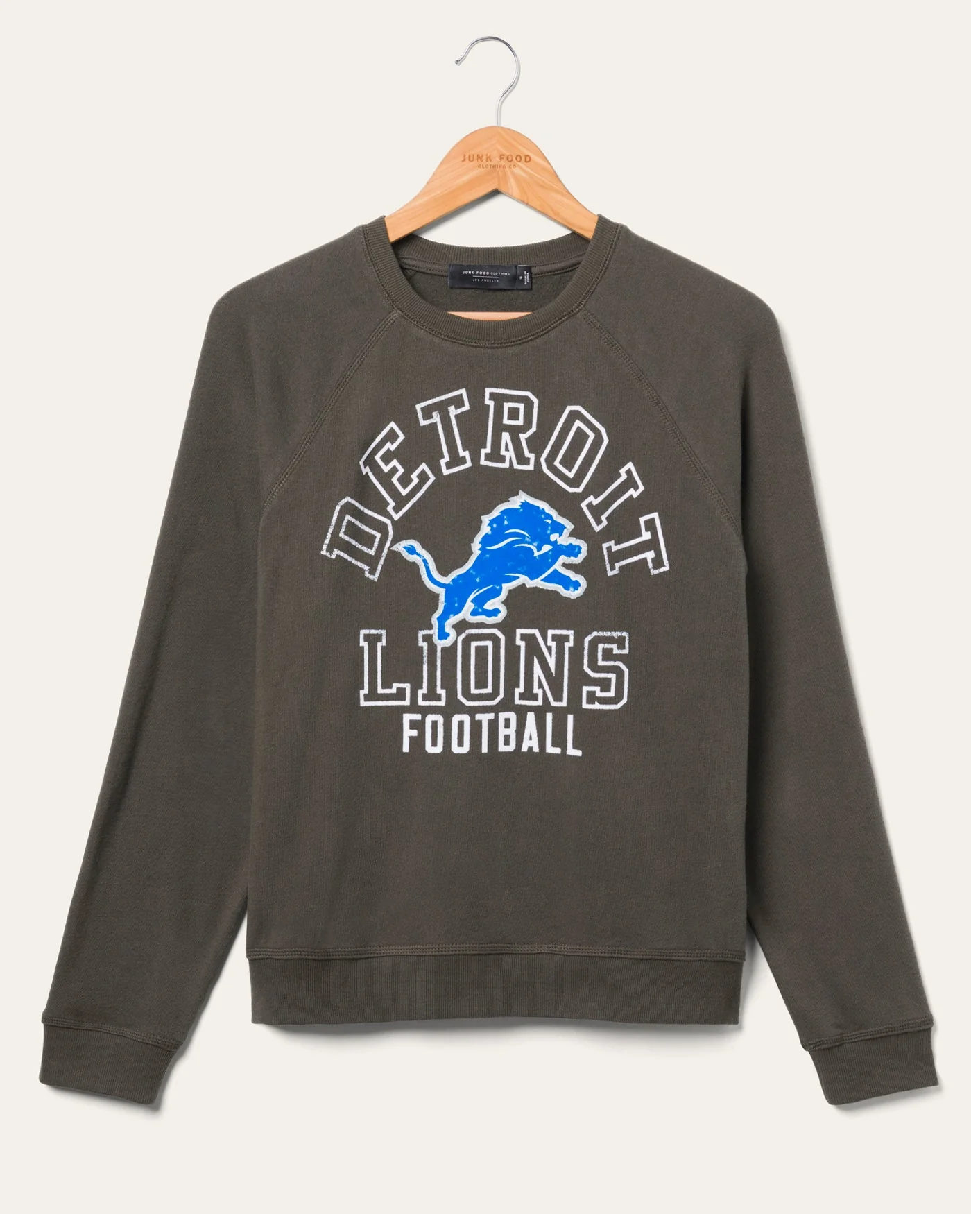 Women's Detroit Lions Flocked Raglan Crew Fleece