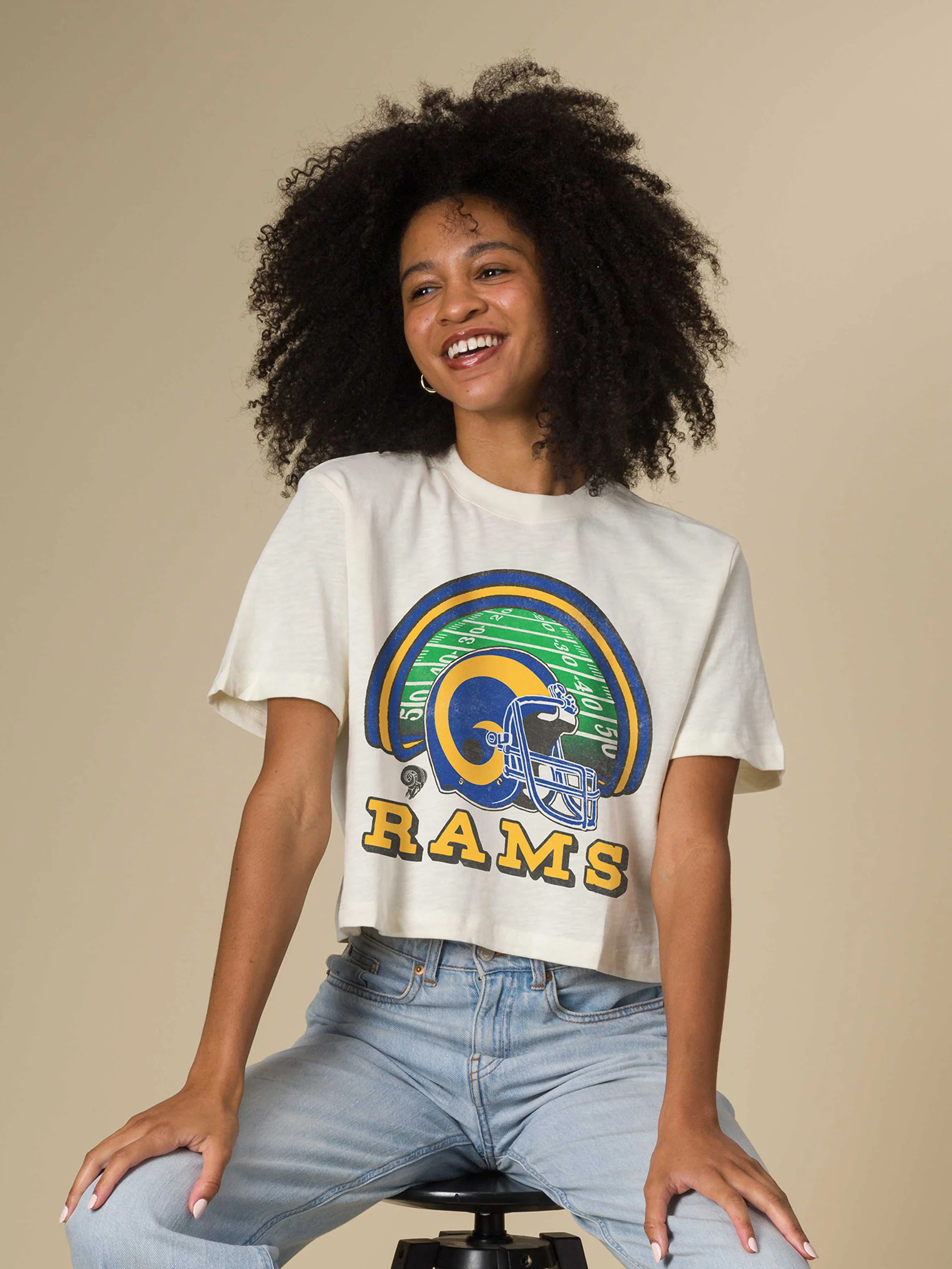 Women's Los Angeles Rams Game Time Mock Neck Crop Tee - Image 3