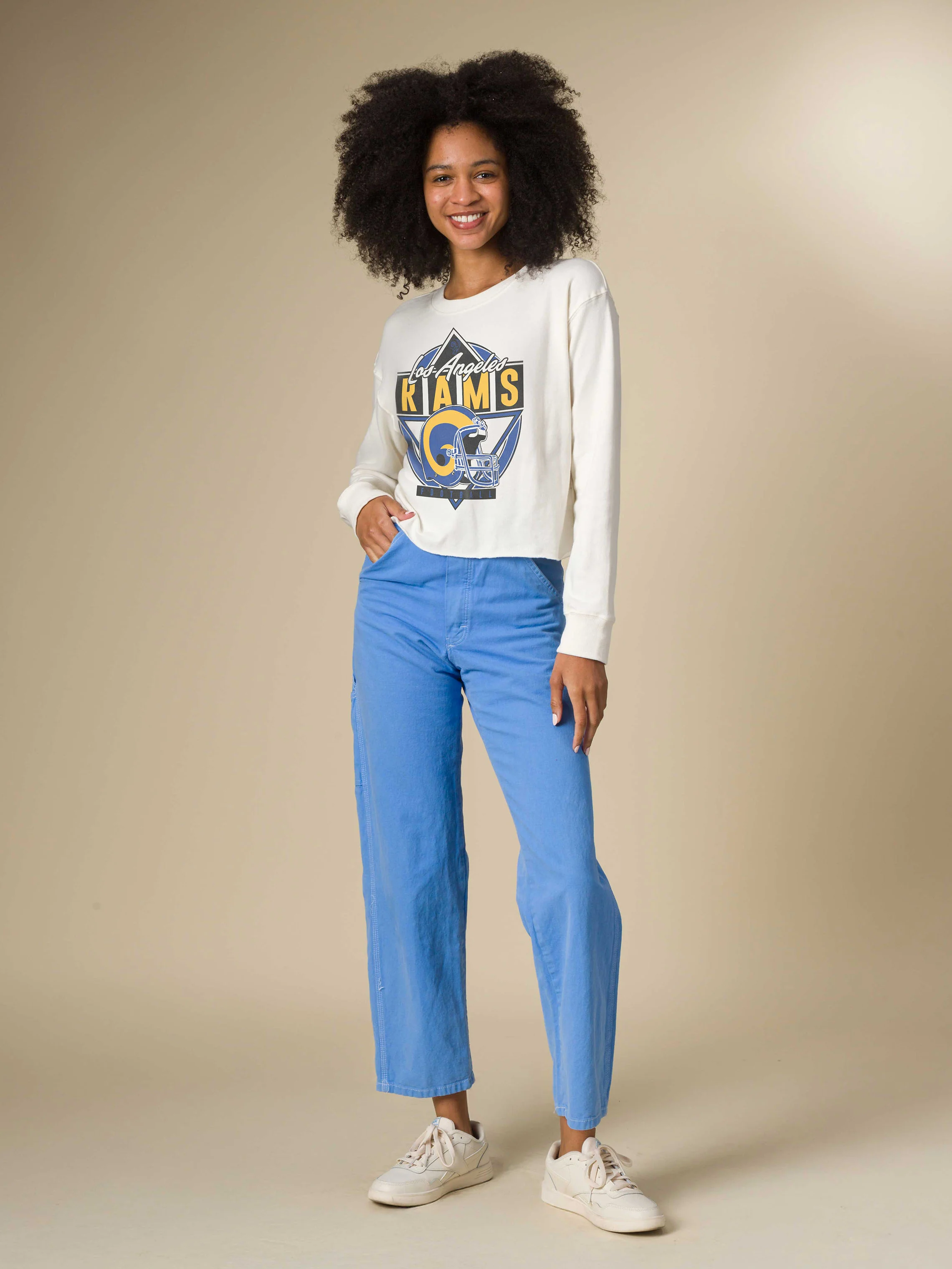 Women's Los Angeles Rams Helmet Crop Fleece - Image 3