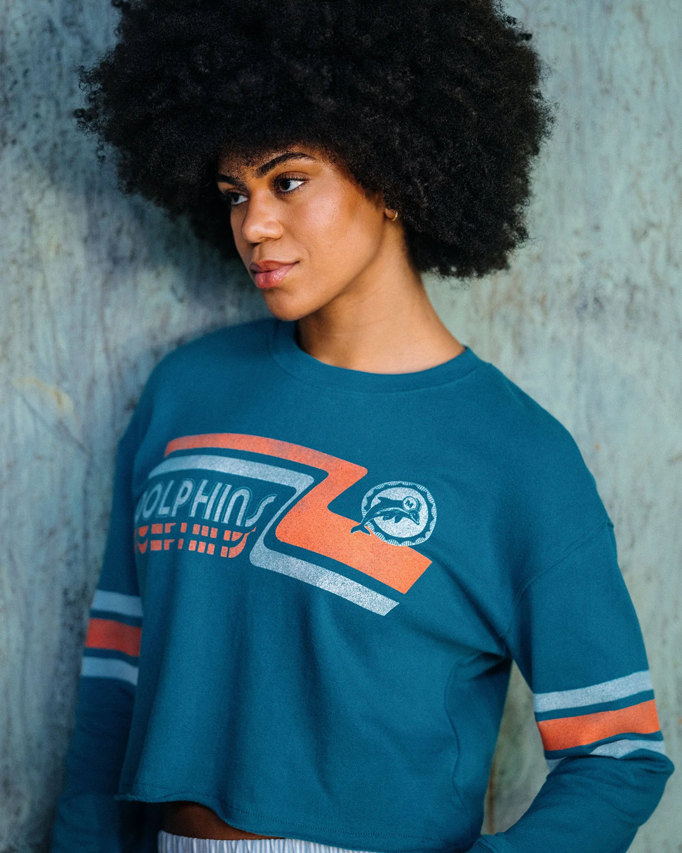 Women's Miami Dolphins Retro Crop Fleece - Image 2