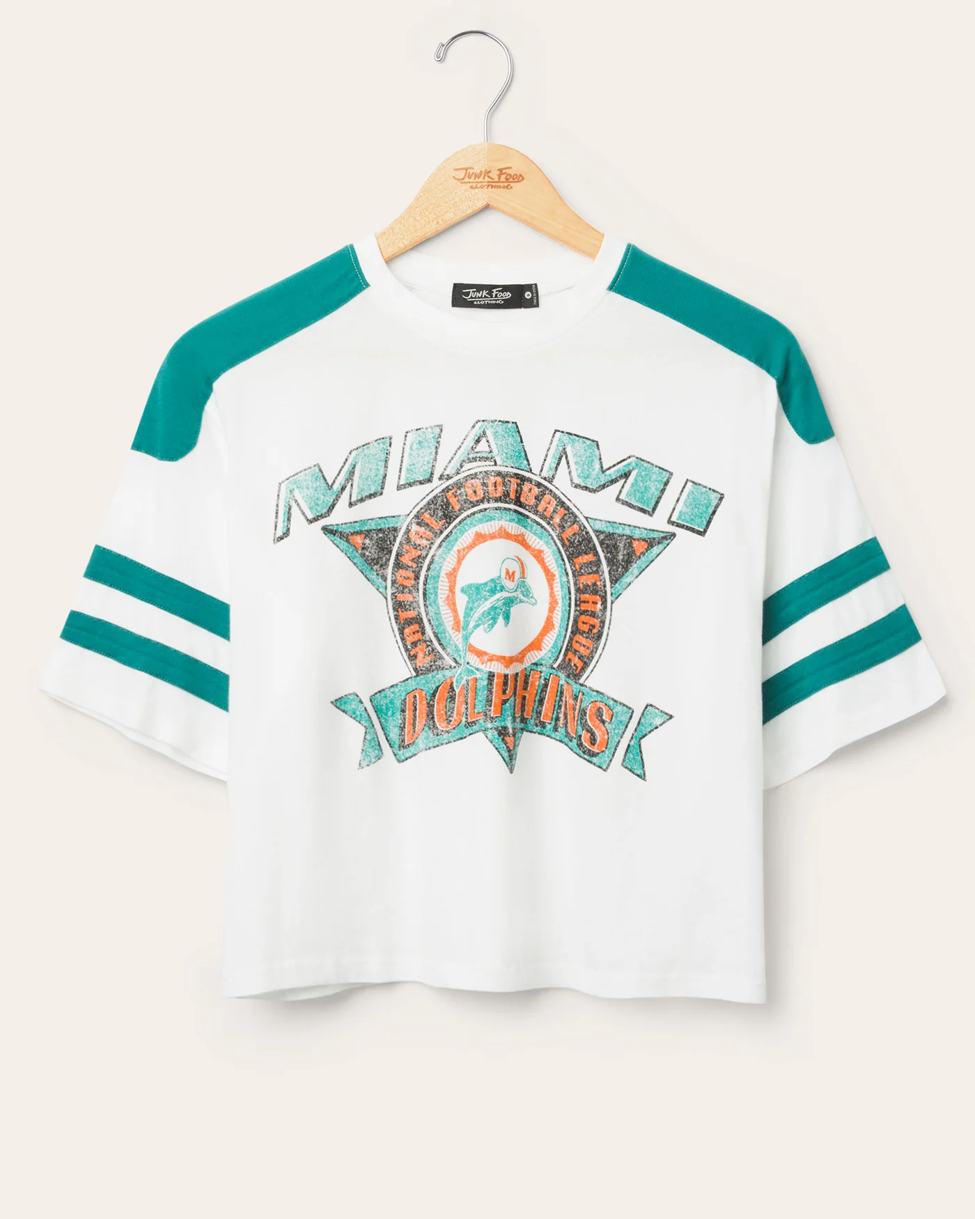 Women's Miami Dolphins Striped Crop Tee
