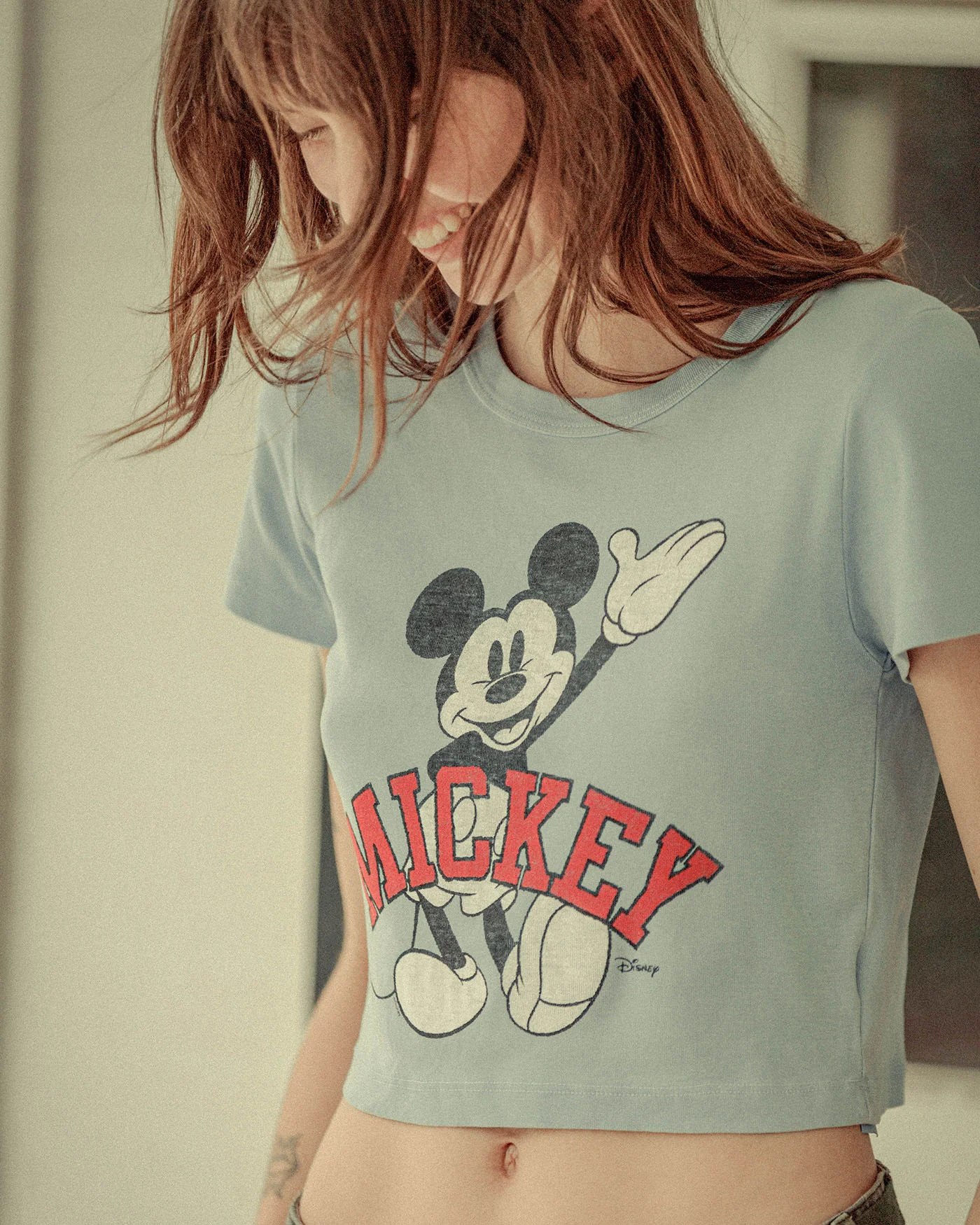 Women's Mickey Wave Baby Tee - Image 3