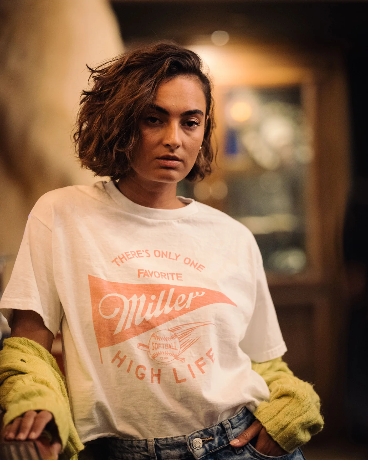 Women's Miller High Life Sportsman's Club Softball Flea Market Crop Tee - Image 2