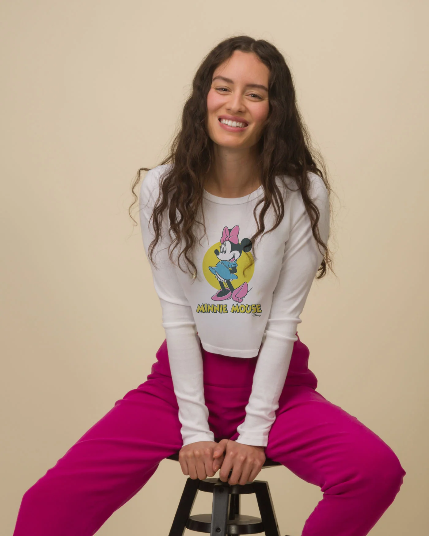 Women's Minnie Mouse Long Sleeve Baby Crop - Image 3