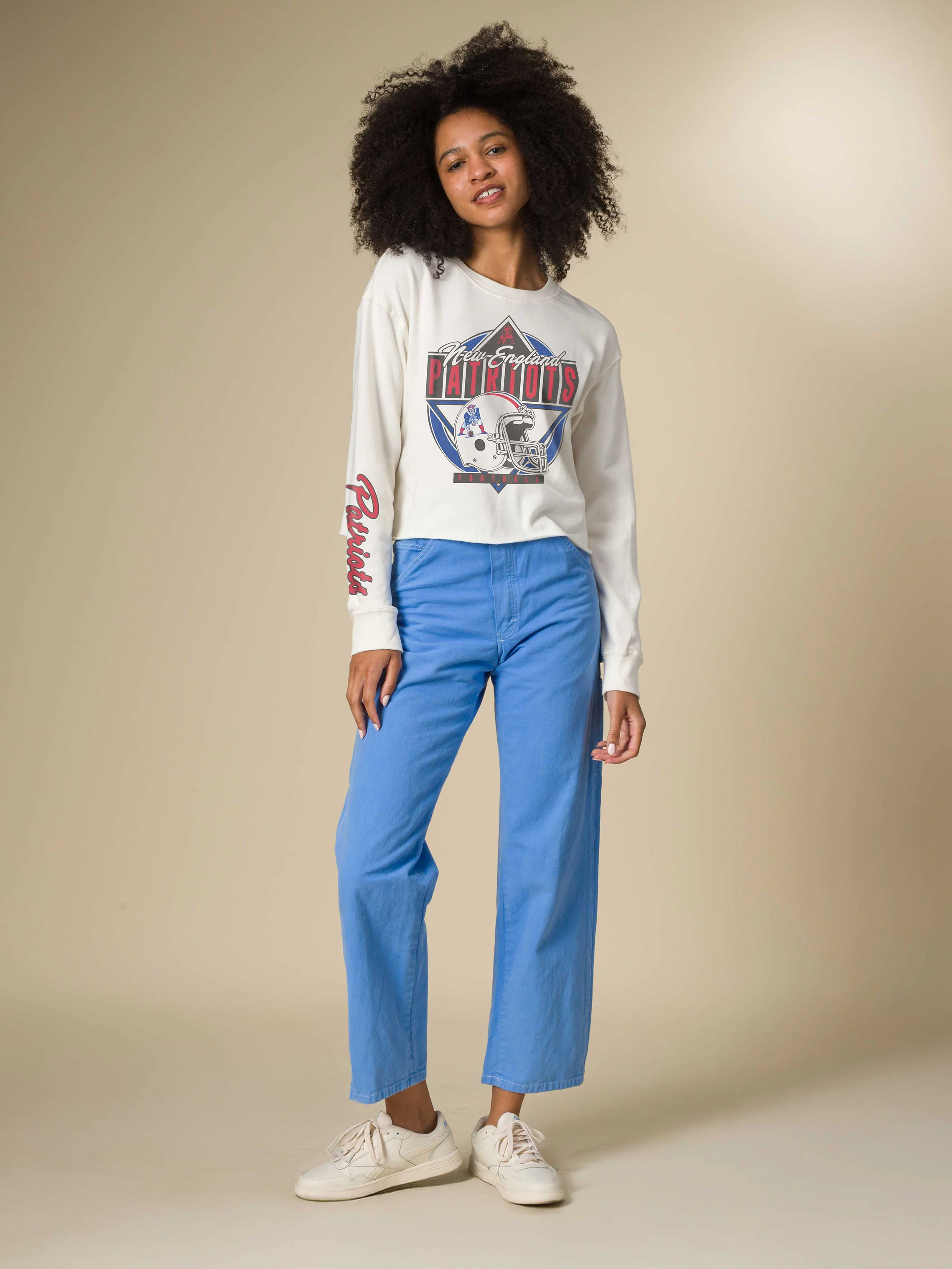 Women's New England Patriots Helmet Crop Fleece - Image 3