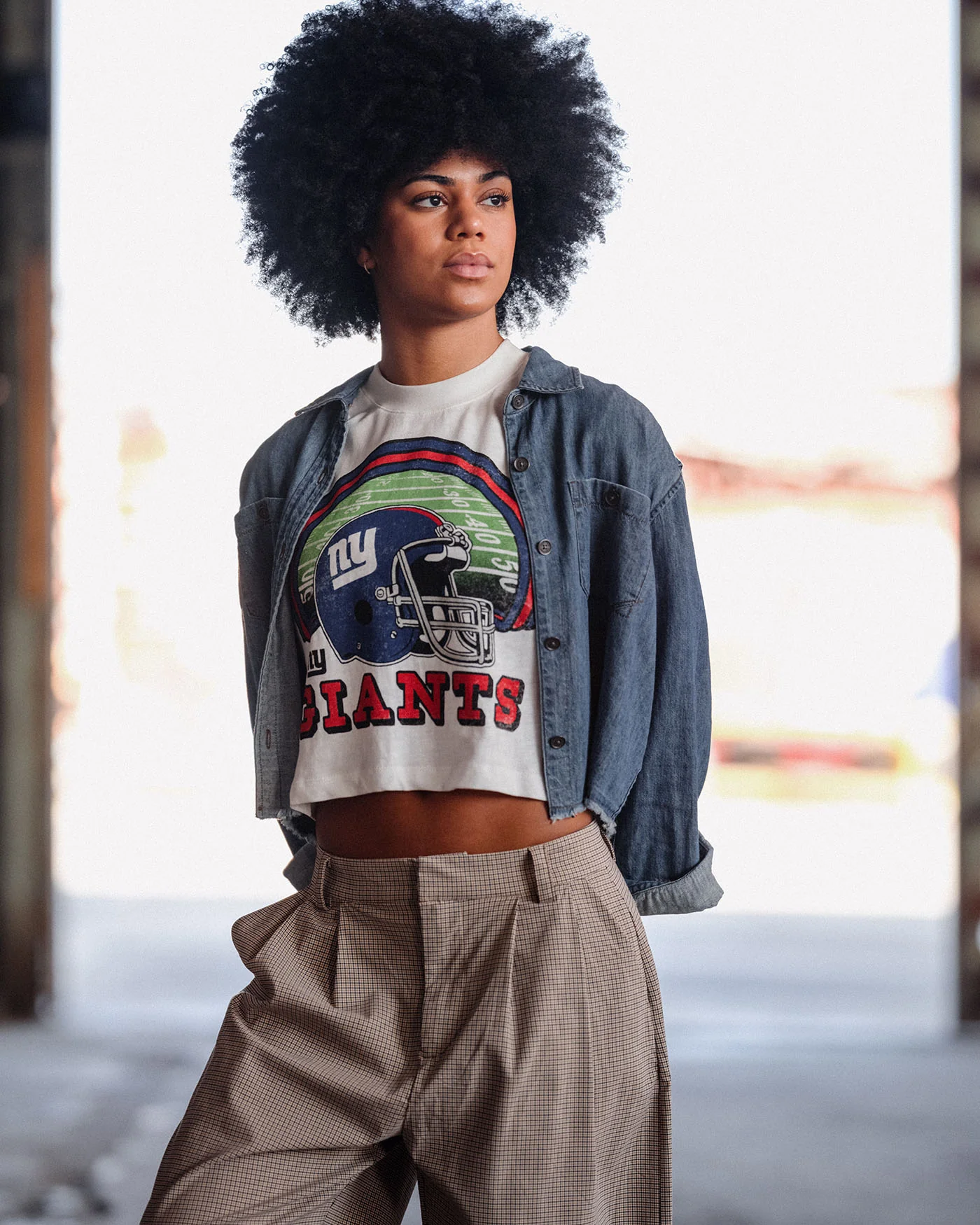 Women's New York Giants Game Time Mock Neck Crop Tee - Image 2