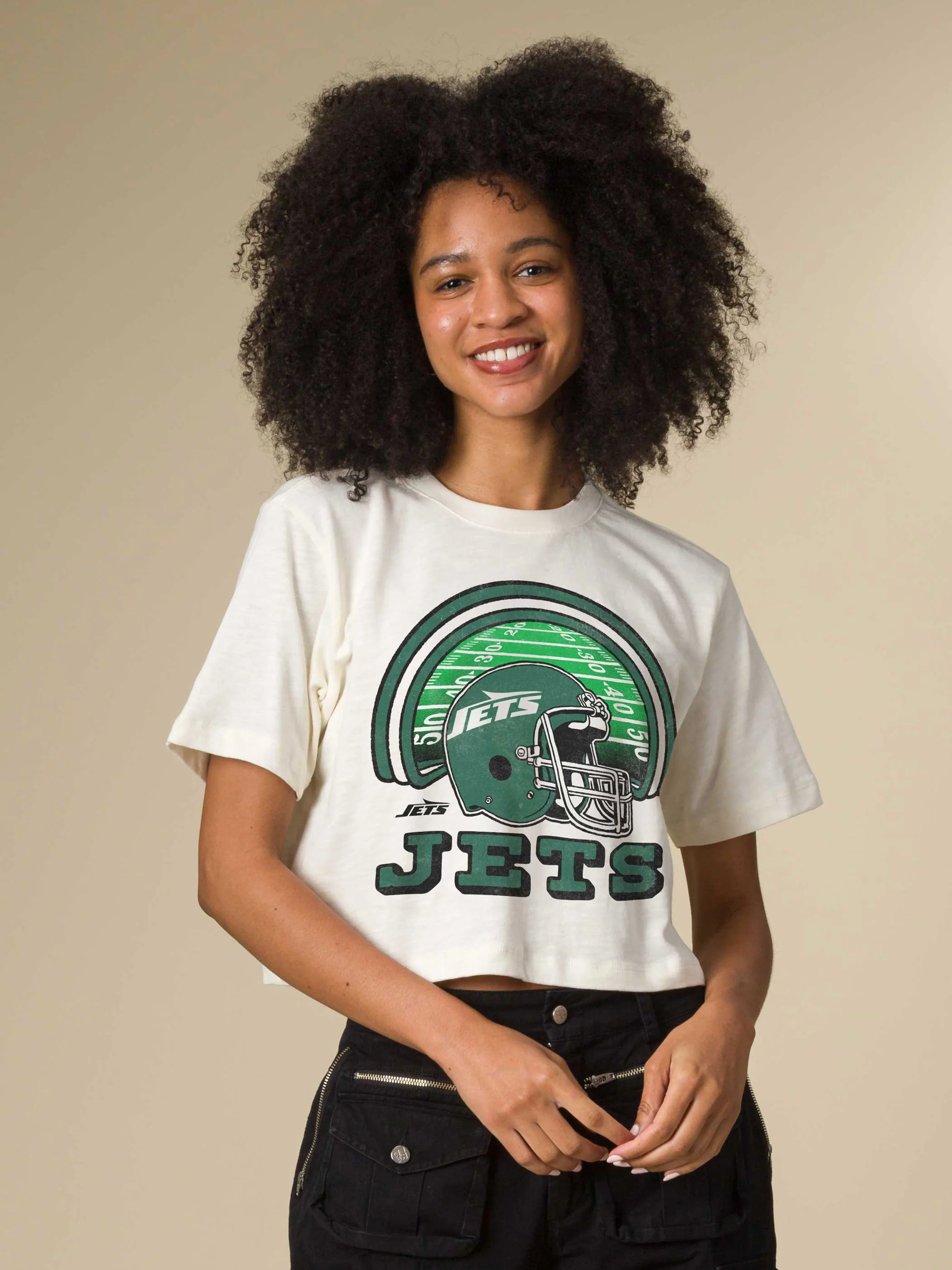 Women's New York Jets Game Time Mock Neck Crop Tee - Image 2