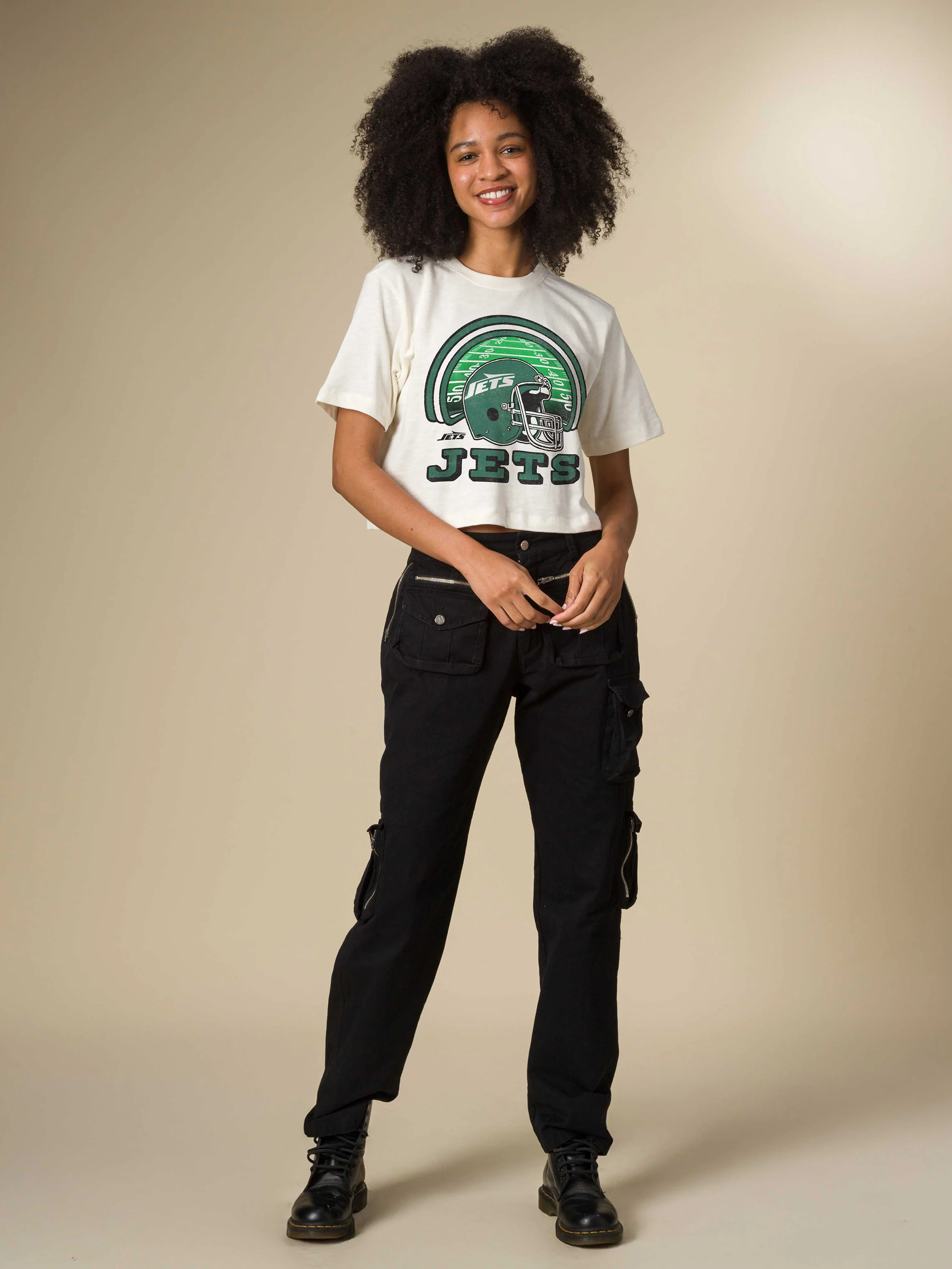 Women's New York Jets Game Time Mock Neck Crop Tee - Image 3