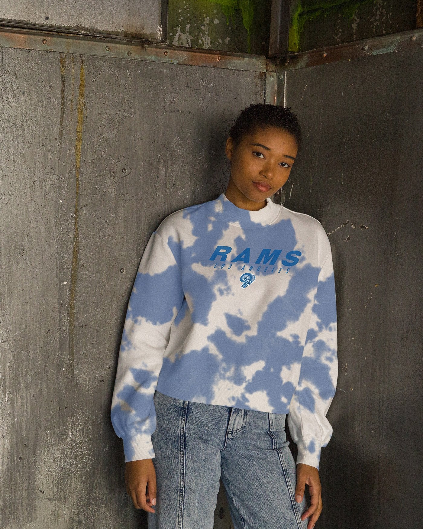 Women's NFL Los Angeles Rams Tie Dye Mock Neck Fleece - Image 2