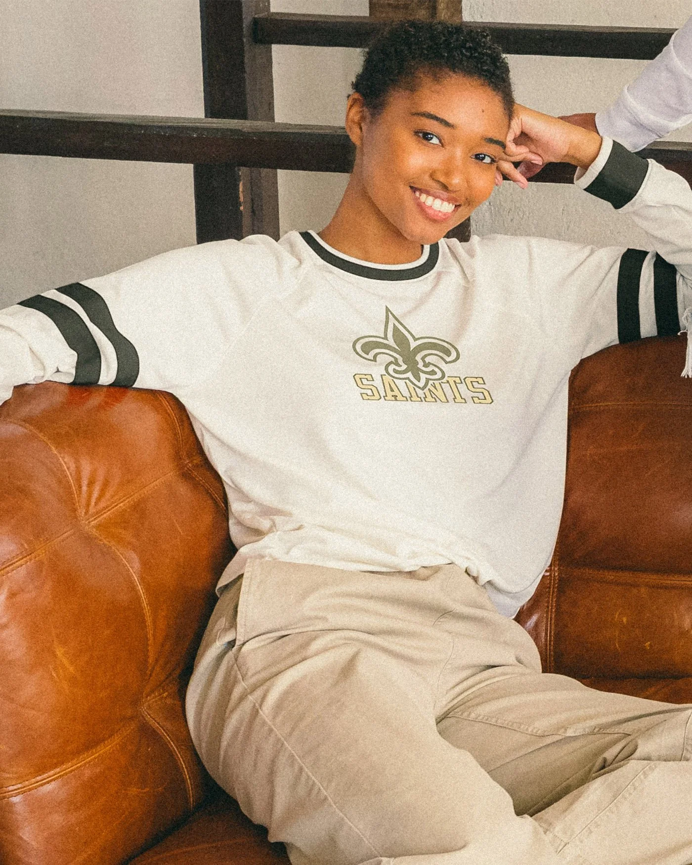 Women's NFL New Orleans Saints Long Sleeve Football Crew - Image 2